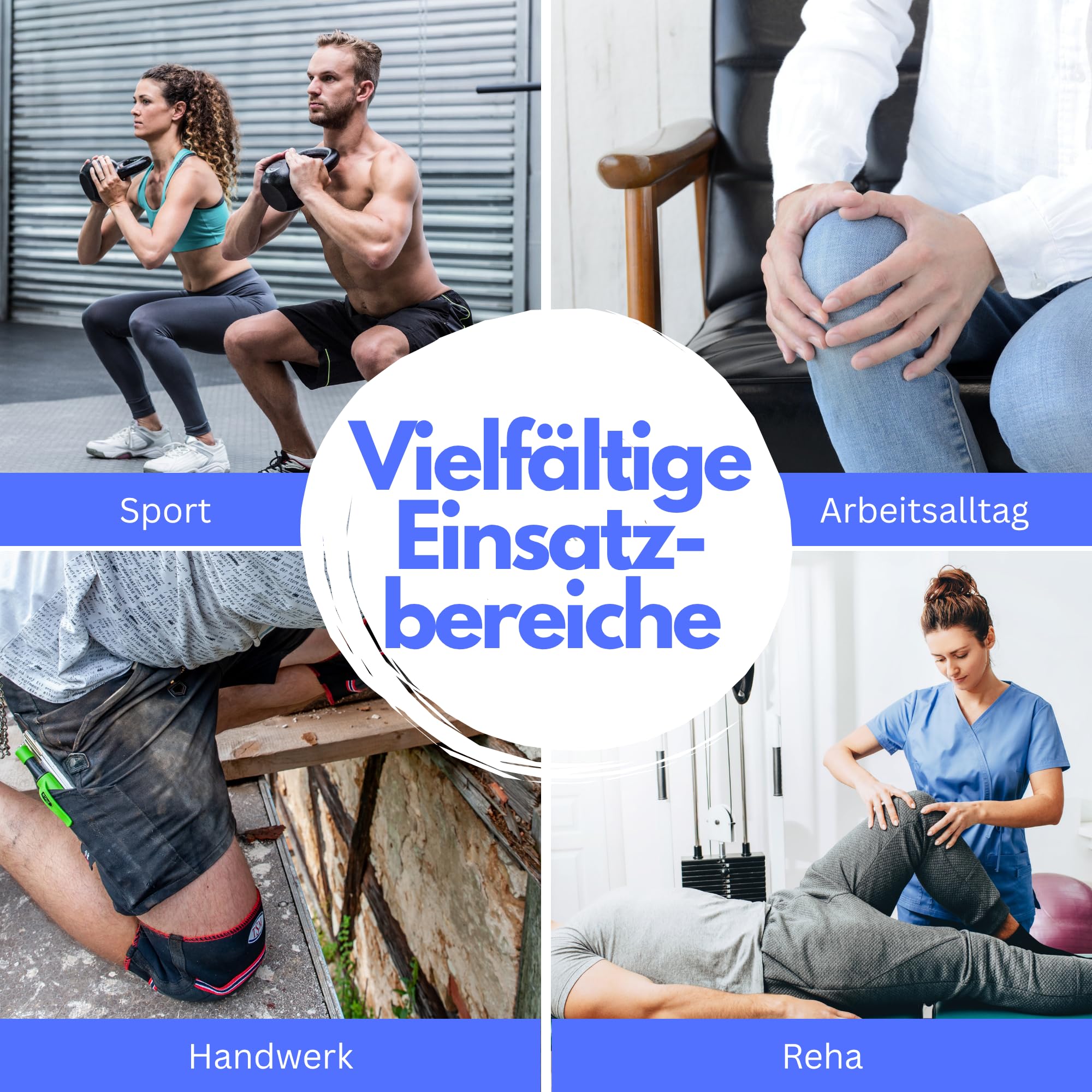 TSM Kniebandage aktiv offen mit Patella-Aussparung | Kniebandage mit Klettverschluss | Unterstützung bei Arthrose, Überlastung & Knieschmerzen | Prophylaxe & Rehabilitation | Größe L/XL
