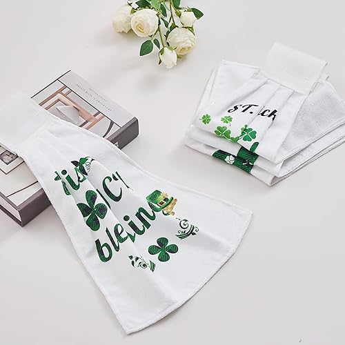 Miniatura 8 de Juego de 4 toallas de cocina colgantes con girasol y búfalo a cuadros, toallas de mano con velcro para cocina, baño, decoración de Navidad (12 x 17