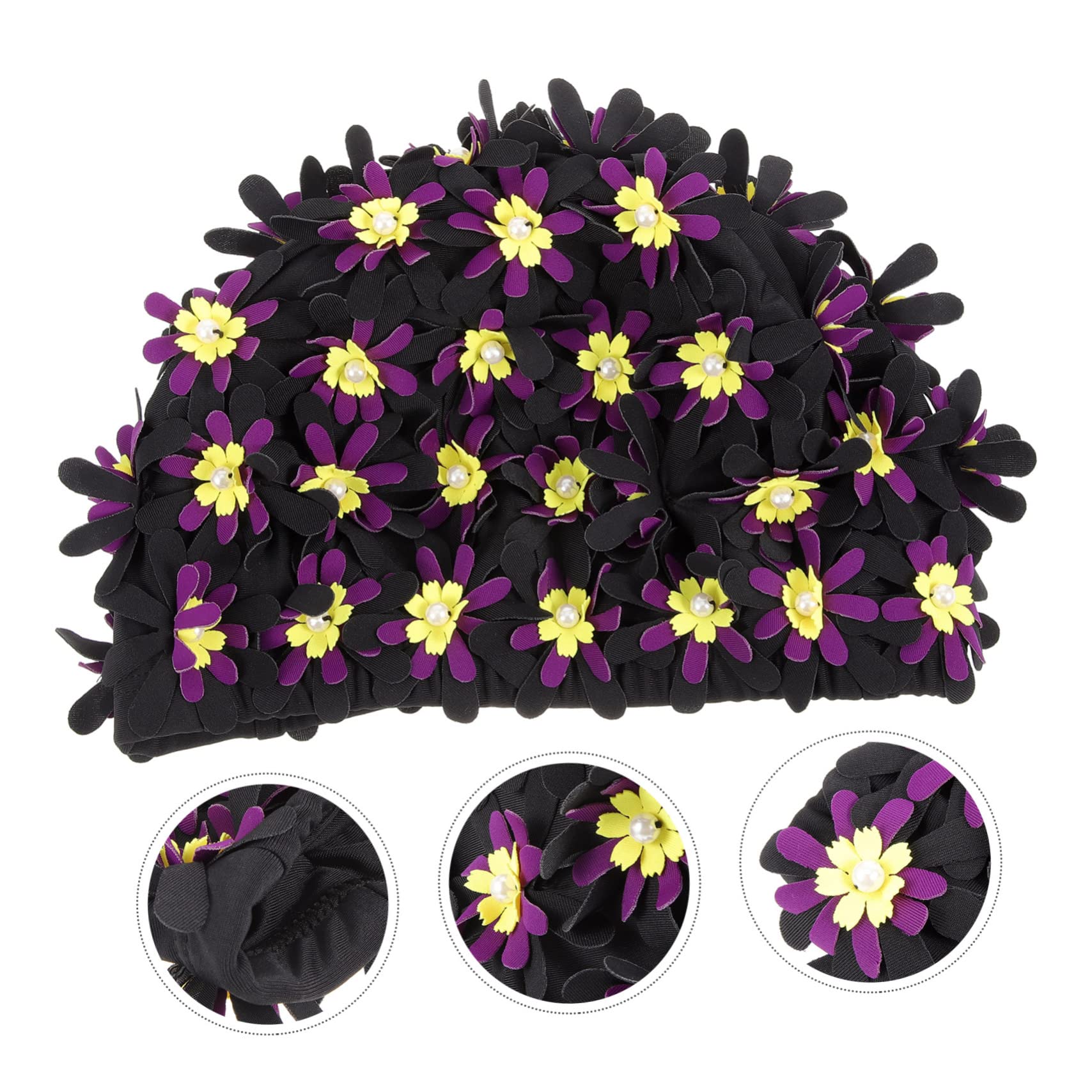 HEMOTON Aumentar el Sombrero de natación de Flores Gorro de baño para Mujeres de Sombrero de baño Gorro de baño de Damas Gorro de baño Floral poliéster