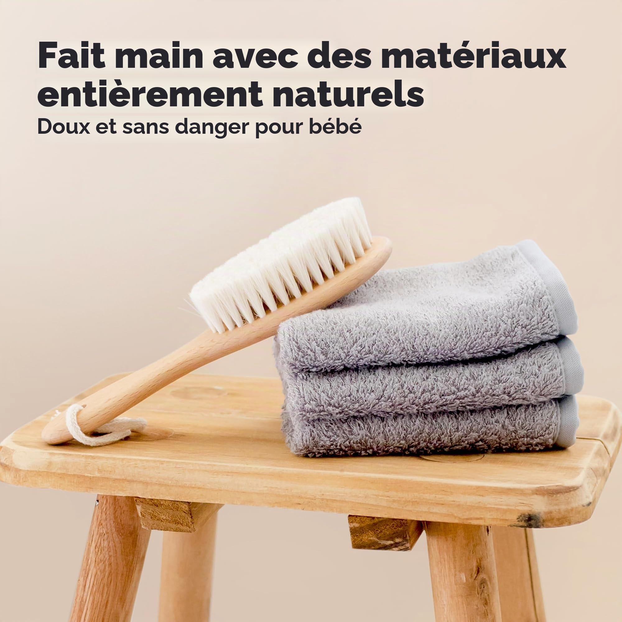 Brosse à Cheveux Bébé Pour Nouveau-né - Brosse à cheveux en bois naturel avec poils de chèvre doux pour berceau - Kit de toilettage parfait du cuir chevelu pour nourrissons, tout-petits et enfants