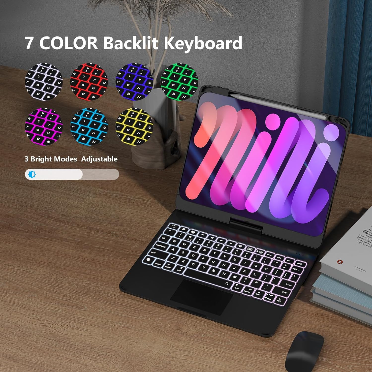 iPad Keyboard Case with 7 color backlit keyboard