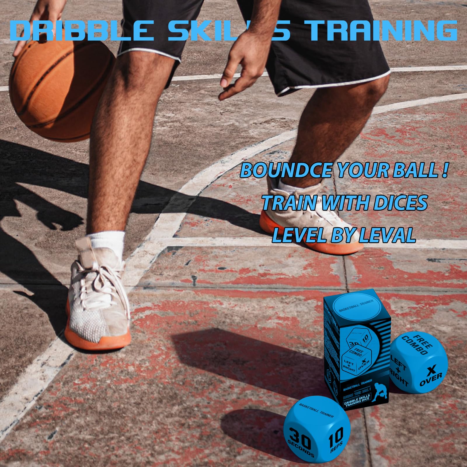 SIRUITON Basketball Skill Dice (2pcs-blue), Fun & Travel-Friendly Practice Gadget for Training Drills for Boy Girl - Image 4