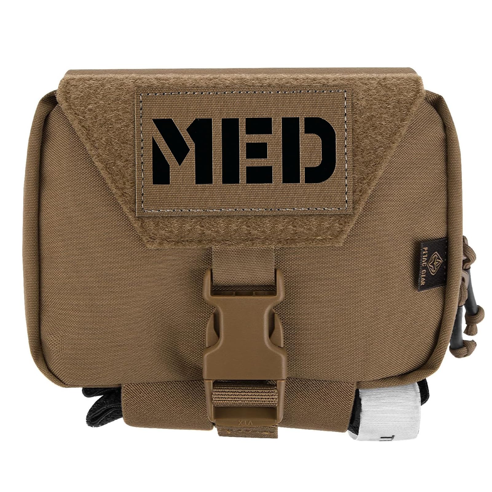 PETAC GEAR Tactical Rip Away Medical Pouch Tear Off First Aid IFAK Pouch Molle & Belt Horizontal Outdoor Emergency Survival Bag (CB with patch)