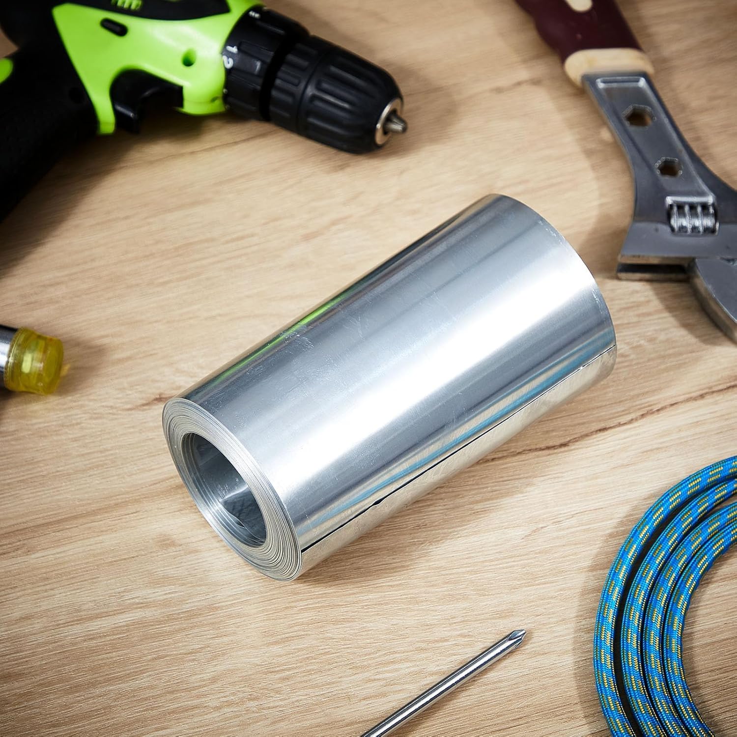 Gisafai 50 ft x 6 Inch Width Zinc Strip for Roof Moss Metal Strip Zinc Roofing Panel Roll Flashing for Garden Stains Moss Algae Fungus Prevention Sheet, Silver