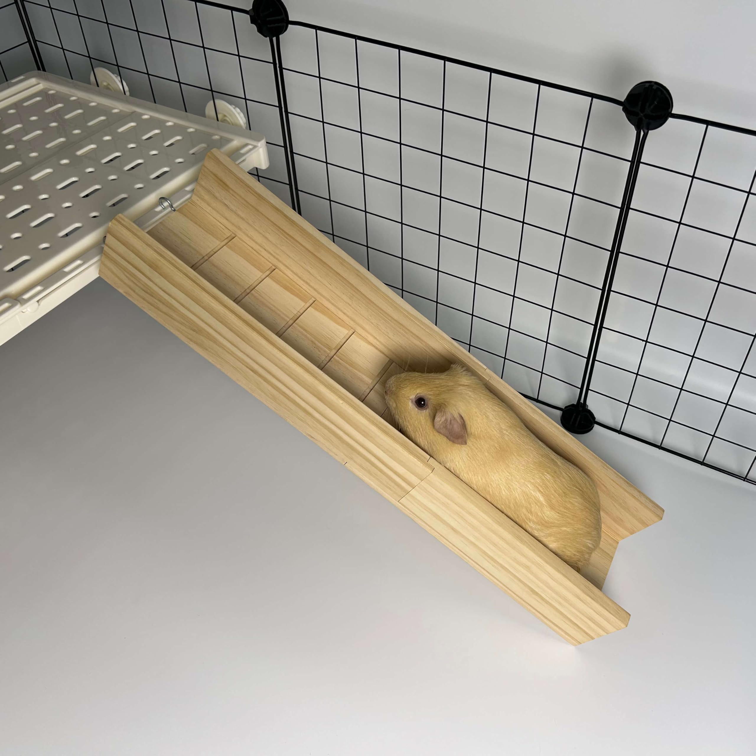 Puente de jaula de cobayas, rampa de escalera de madera para animales pequeños, accesorios de jaula de cobayas, puente de enlace del segundo piso para cobayas, hurones, hámsters (70 cm)