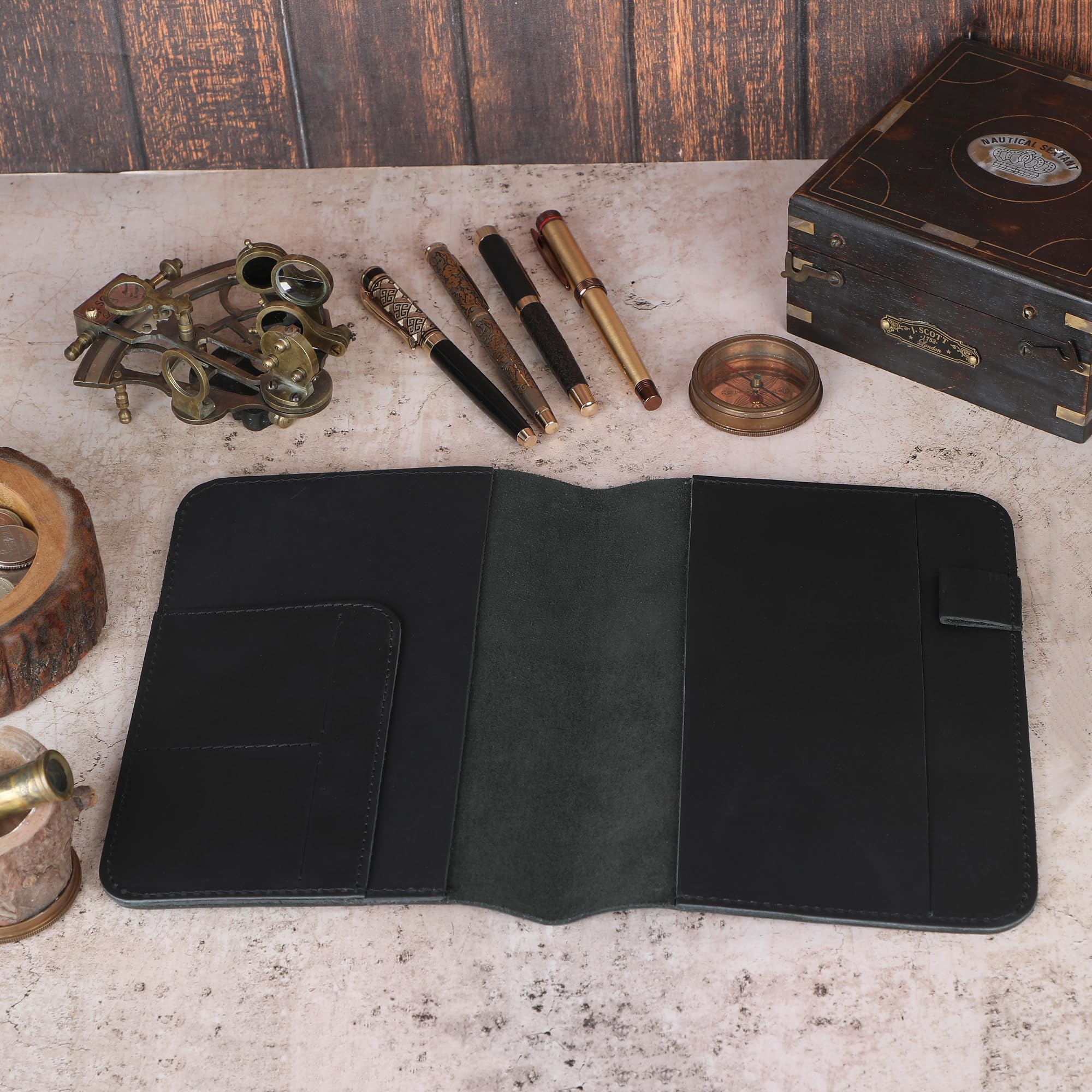 Funda de diario de cuero de 5.75 x 8.25 pulgadas, tamaño A5 mediana recargable, cuaderno de viaje encuadernado en cuero hecho a mano para escritores y viajeros, funda de cuero vintage,