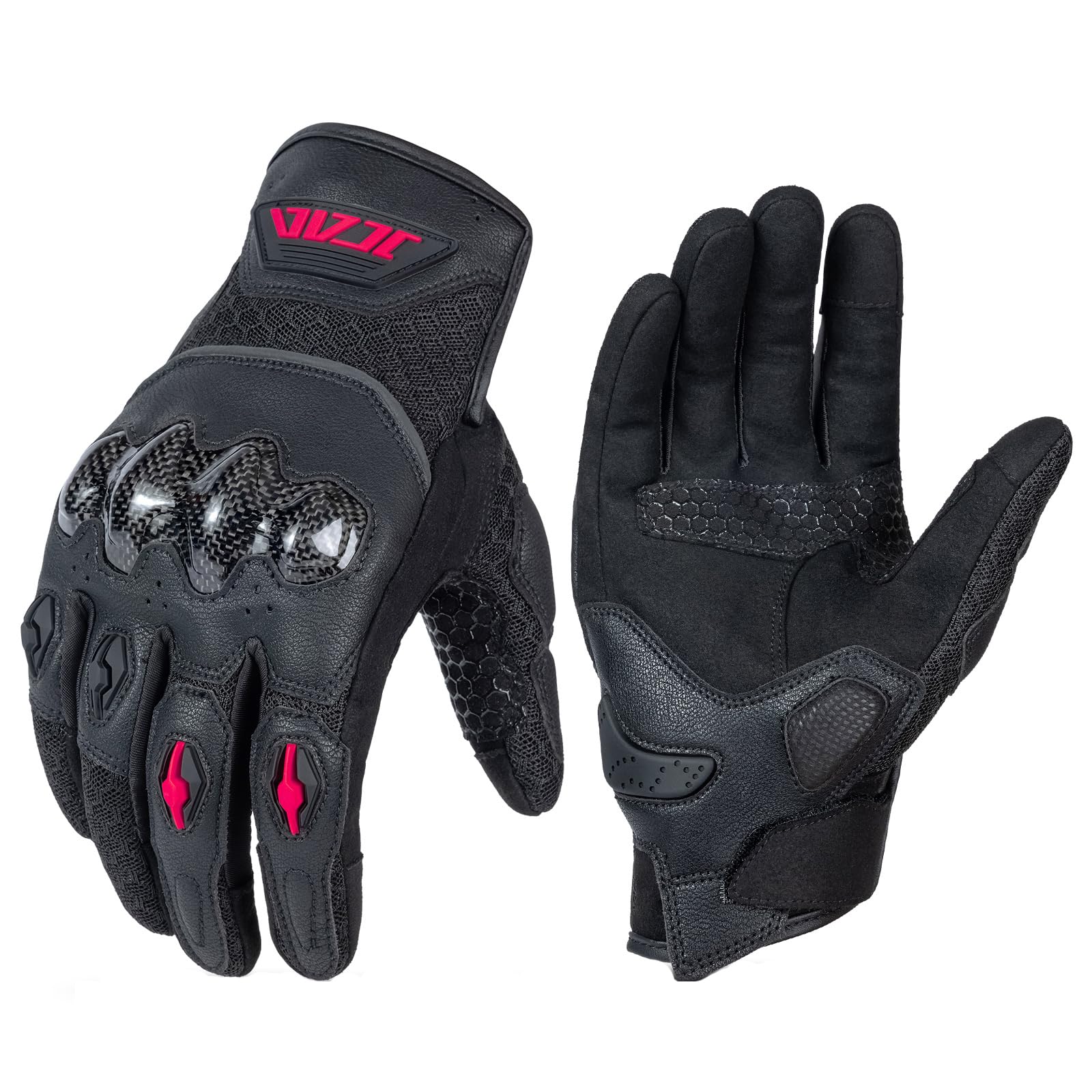 MOTOCENTRIC Kohlefaser Leder Motorradhandschuhe Herren Damen,Zwei-Finger-Touchscreen Motocross Handschuhe,Sommer Atmungsaktiv für Radfahren Rennen Fahrrad
