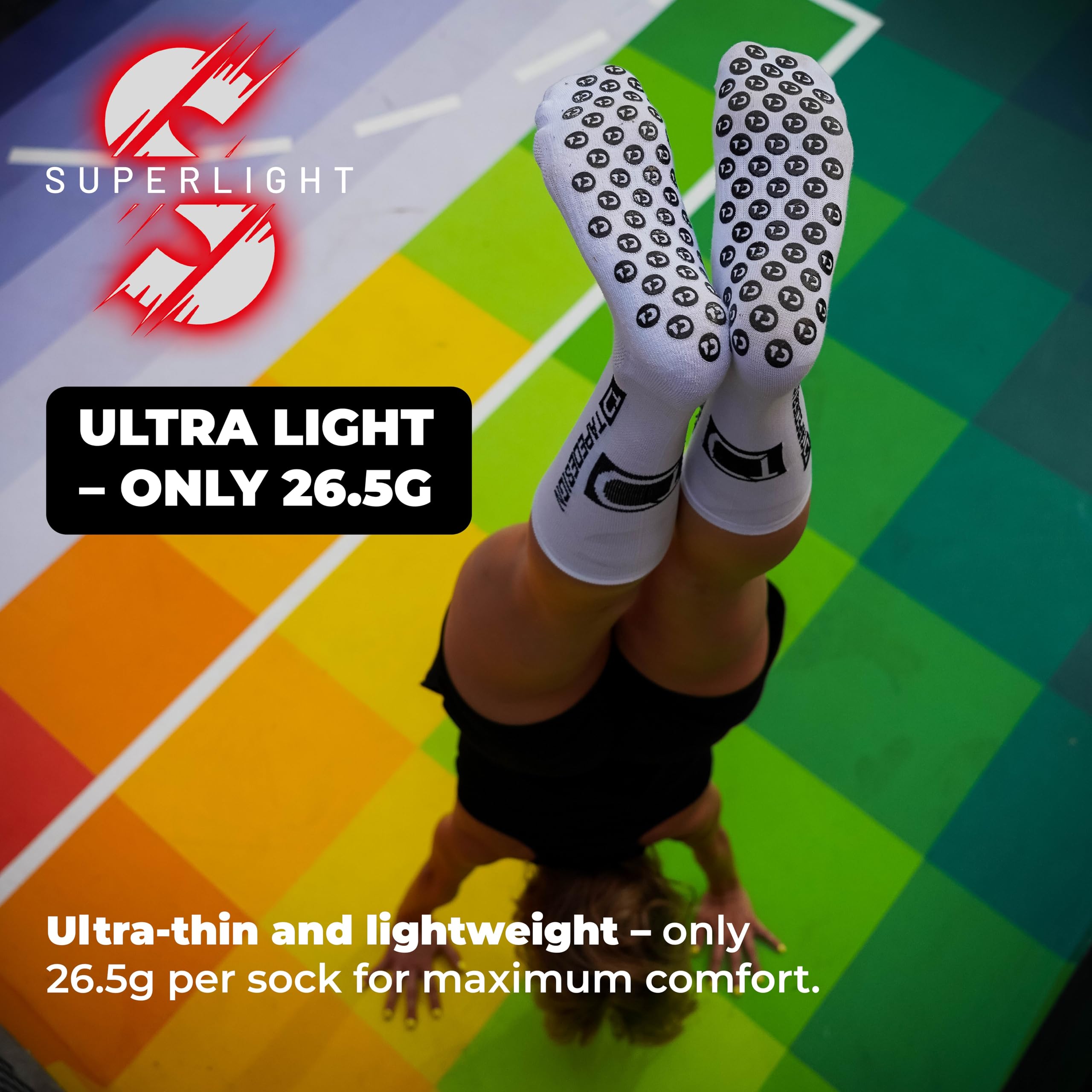 Tapedesign – Dwupak Superlight Socks – 2 pary ultralekkich skarpet do piłki nożnej i sportu – super cienkie i elastyczne – antypoślizgowe w butach – maksymalna przyczepność i komfort noszenia podczas