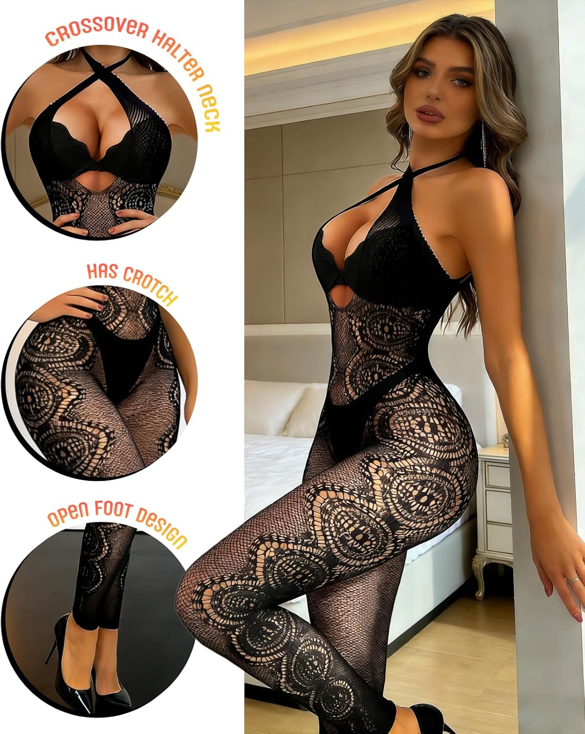 Woman Lingerie Tights Fishnet Body Stockings Mini Top Pantyhose Dancer Outfits - Image 2