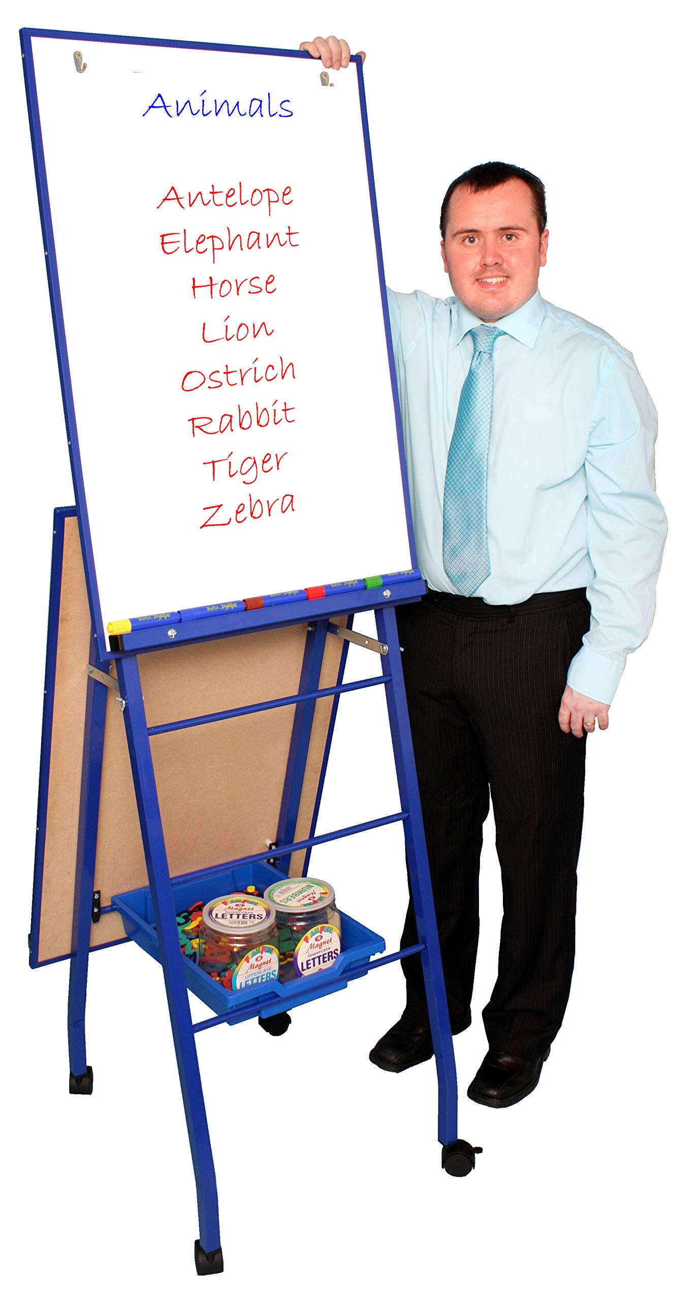 YOUNGSTART Double Boarded Mobile A-Frame Easel, Blue, 11ENC02605