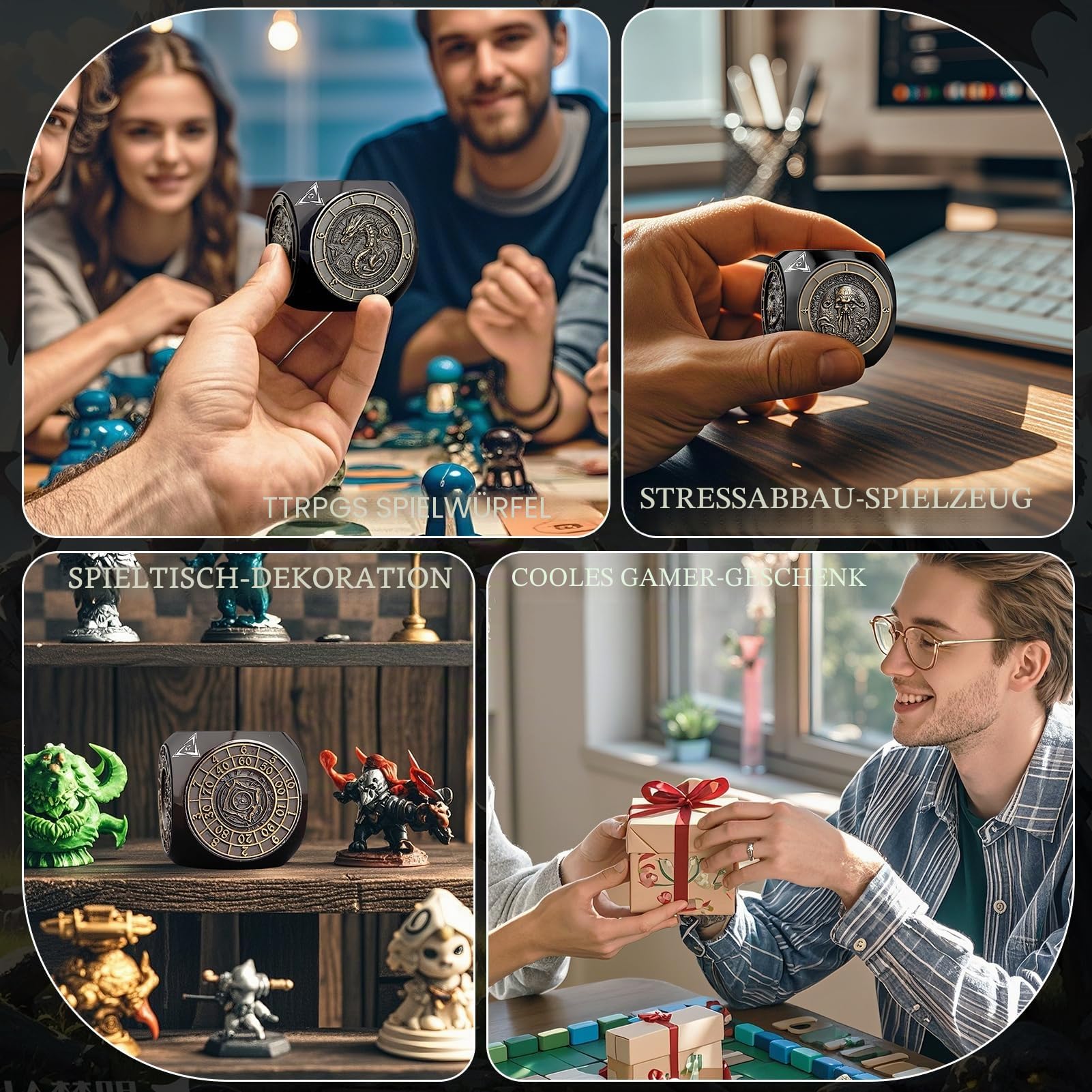 Haxtec Spinner Würfel 7-in-1 Metall DND Würfelset – Einzigartiger Würfelspinner für Goblin-Metall D&D Würfel, perfekt für Dungeons and Dragons & DND-Geschenke – Dice King
