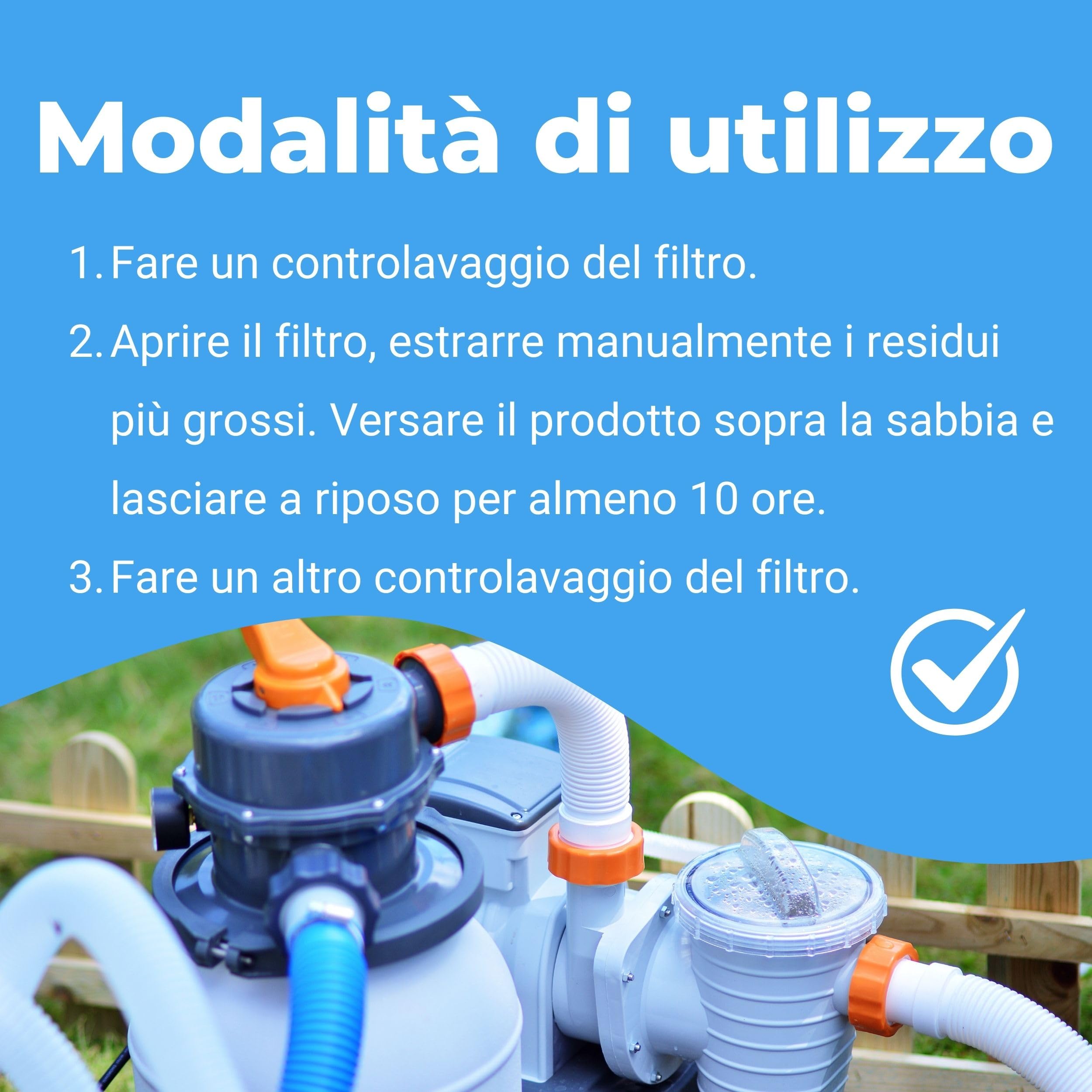 Pulitore Filtri a Sabbia Liquido, Detergente Disincrostante e Sgrassante Professionale, Rimuove Calcare e Batteri dal Letto Filtrante, Ottimizza la Filtrazione, 5 Litri