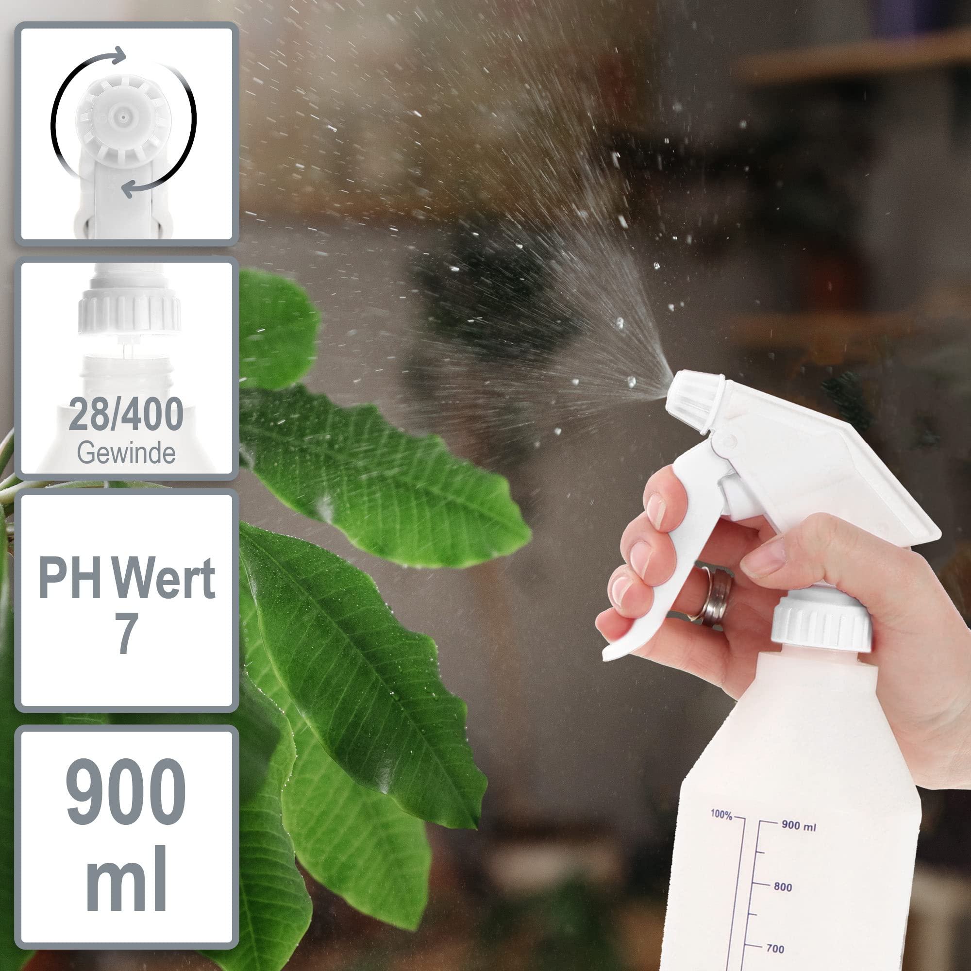 COM-FOUR Flacone Spray 600 Ml Con Ugello Regolabile - Resistente A Prodotti Chimici - Filettatura 28/400 - Foto 9