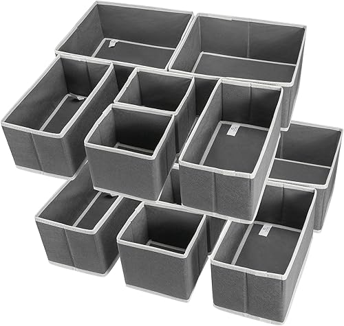 Hinotori Organizador de cajones de tela plegable, caja de almacenamiento para armario, aparador, cajón divisor, cesta de cuarto de bebé,