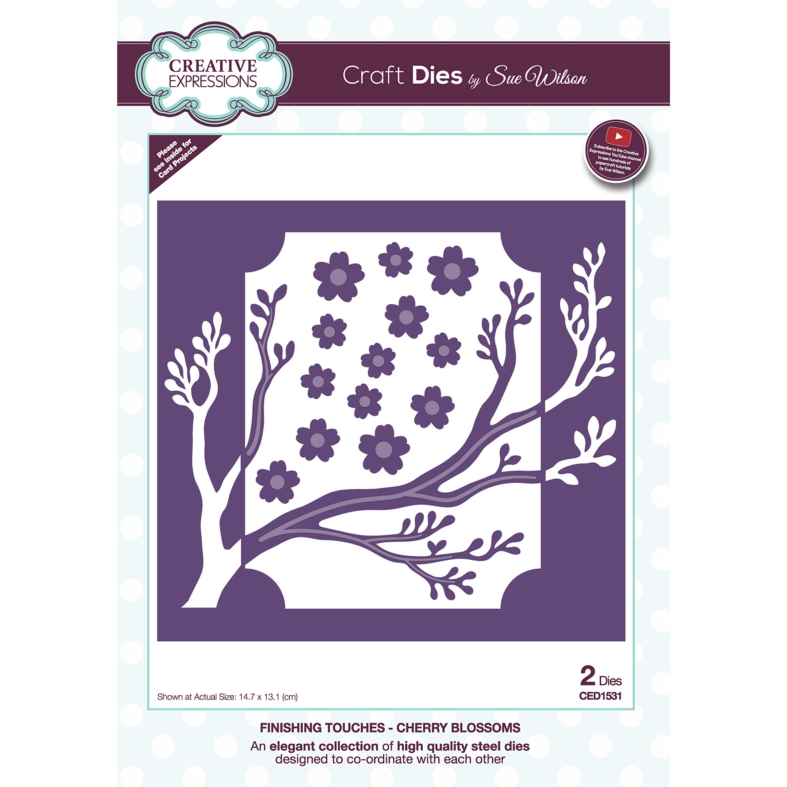 Sue Wilson - Finishing Touches - Cherry Blossoms - Craft Die CED1531 Largest die 14.7 x 13.1 cm