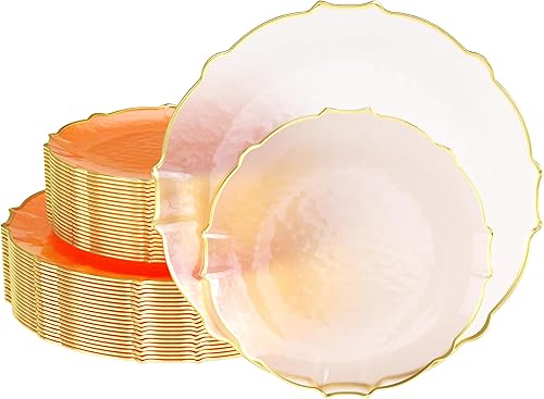 Exquisite Platos tintados desechables de plástico de 80 piezas para fiestas para 40 invitados, platos de postre de 40 x 7.5 y 40 x 10 platos de