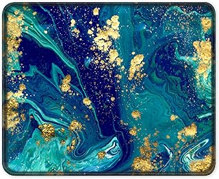 ITNRSIIET Gaming Mouse Pad with Stitched Edges, Premium-Textured Mouse Mat Pad, Non-Slip Rubber Base Mousepad for Laptop, Computer & PC, 10.2×8.3×0.12 inches, Blue Green Marbling