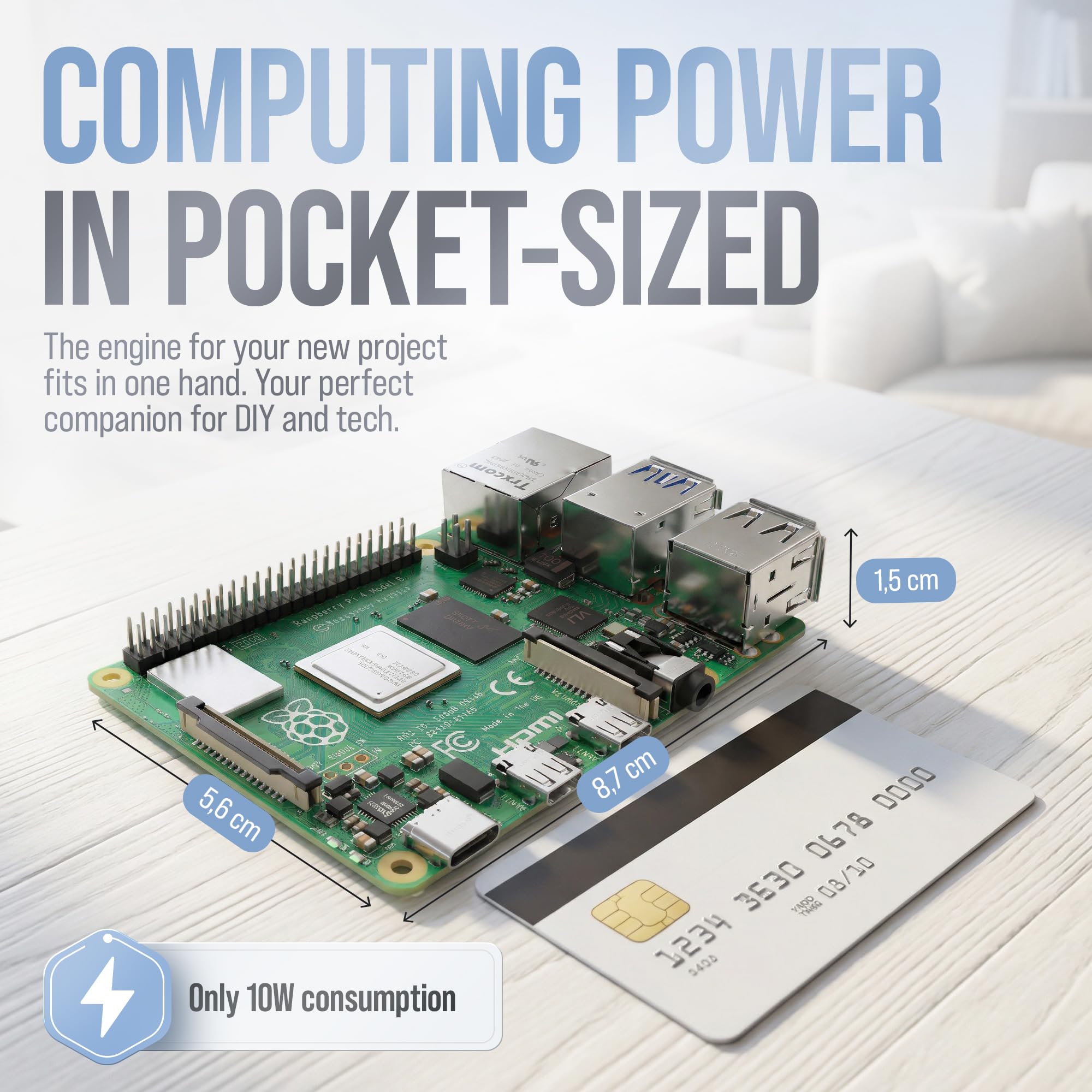 db-tronic Raspberry Pi 4 Starter Kit | Edycja 64 GB | Zasilacz 15 W | Obudowa | Micro HDMI 4K | Radiatory | idealny do Home Assistant i smart home (1GB)