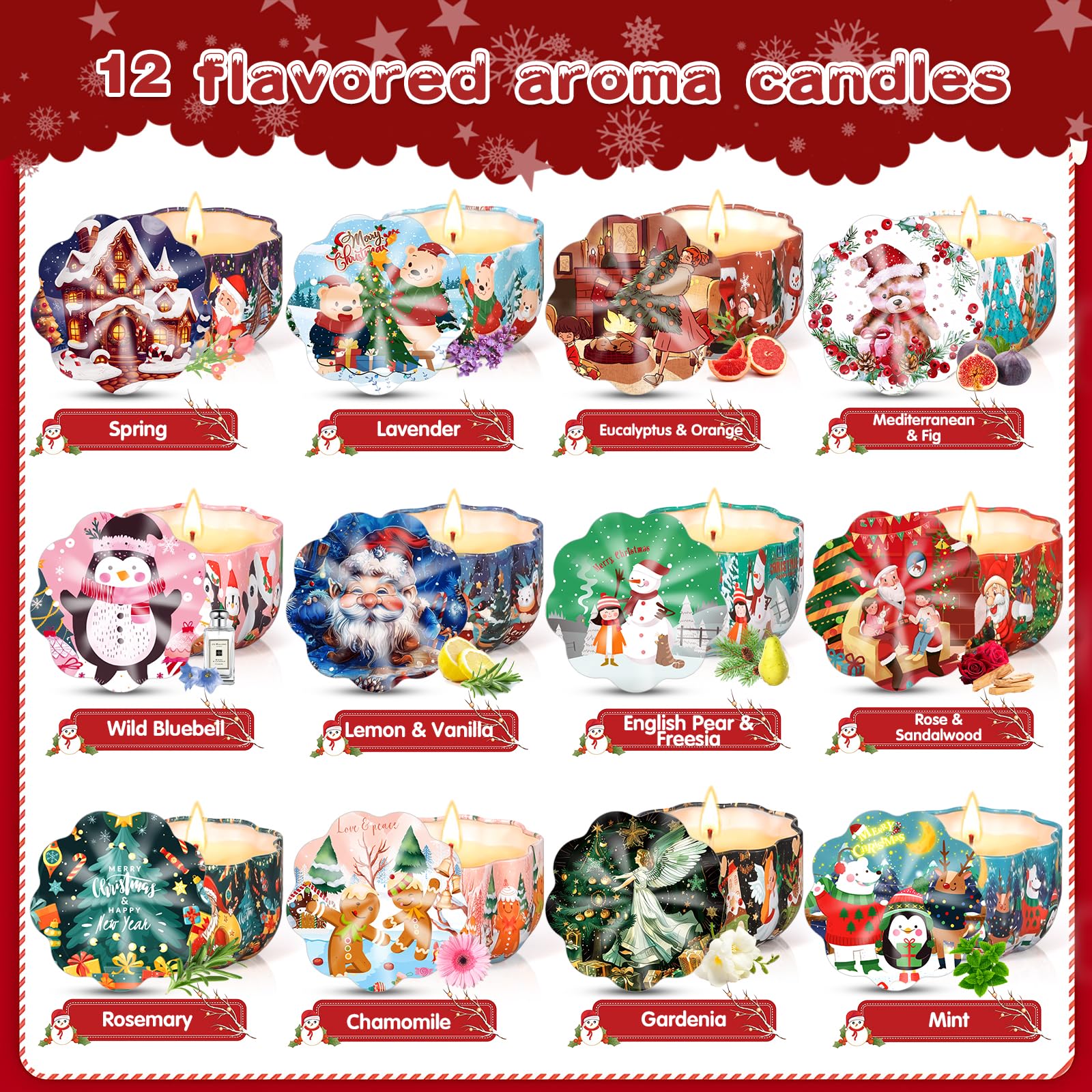 Set Di 12 Candele Profumate In Cera Di Soia - Idee Regalo Per Donna, Aromaterapia E Relax - Foto 4