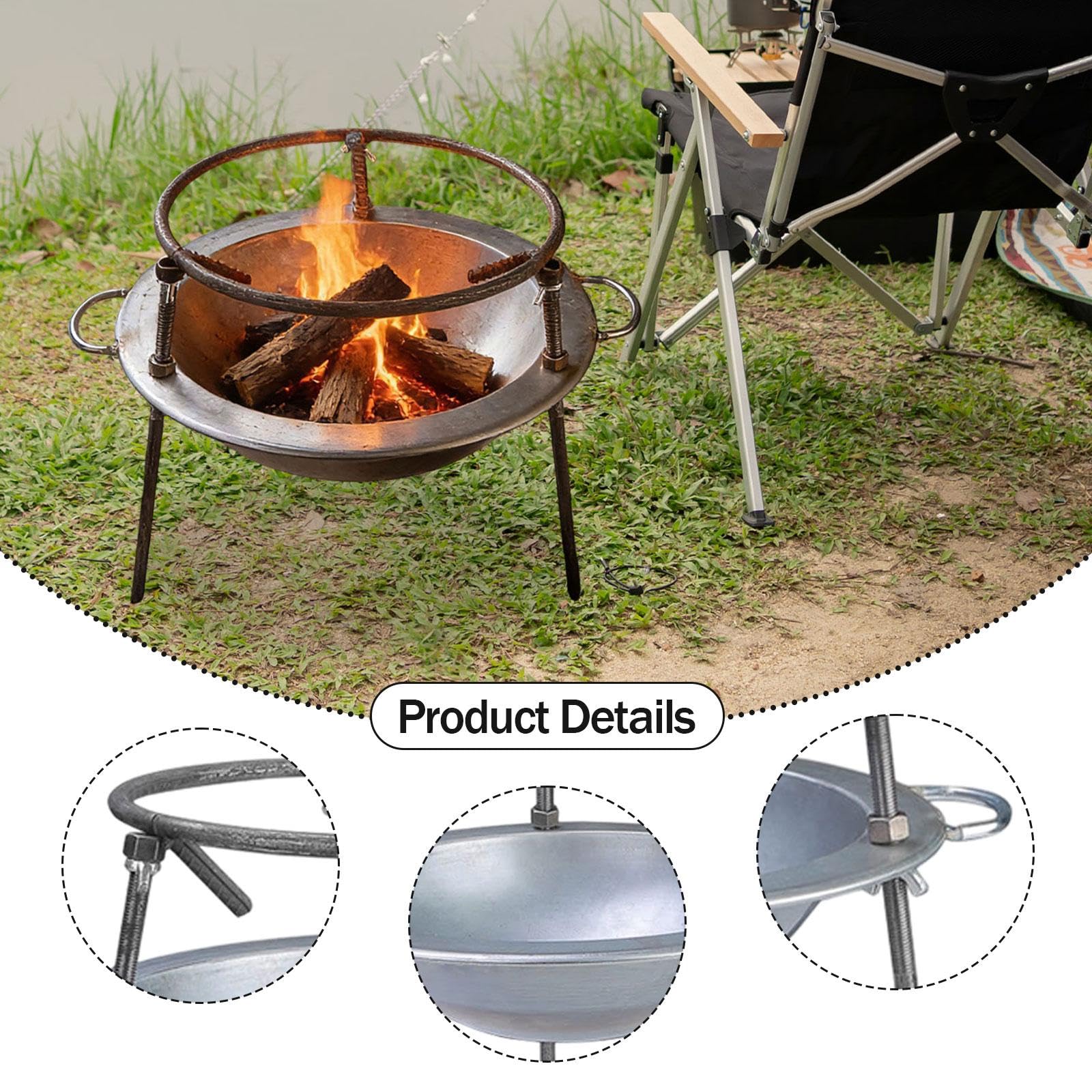 Camping Feuerstelle Dreibein Feuerschale Grill Feuerkorb Metall Outdoor Konstruktion Eisen für Gartenparty Camping Picknick Park Restaurant Familien F, Mehrfarbig, 38 cm X 30 cm X 40