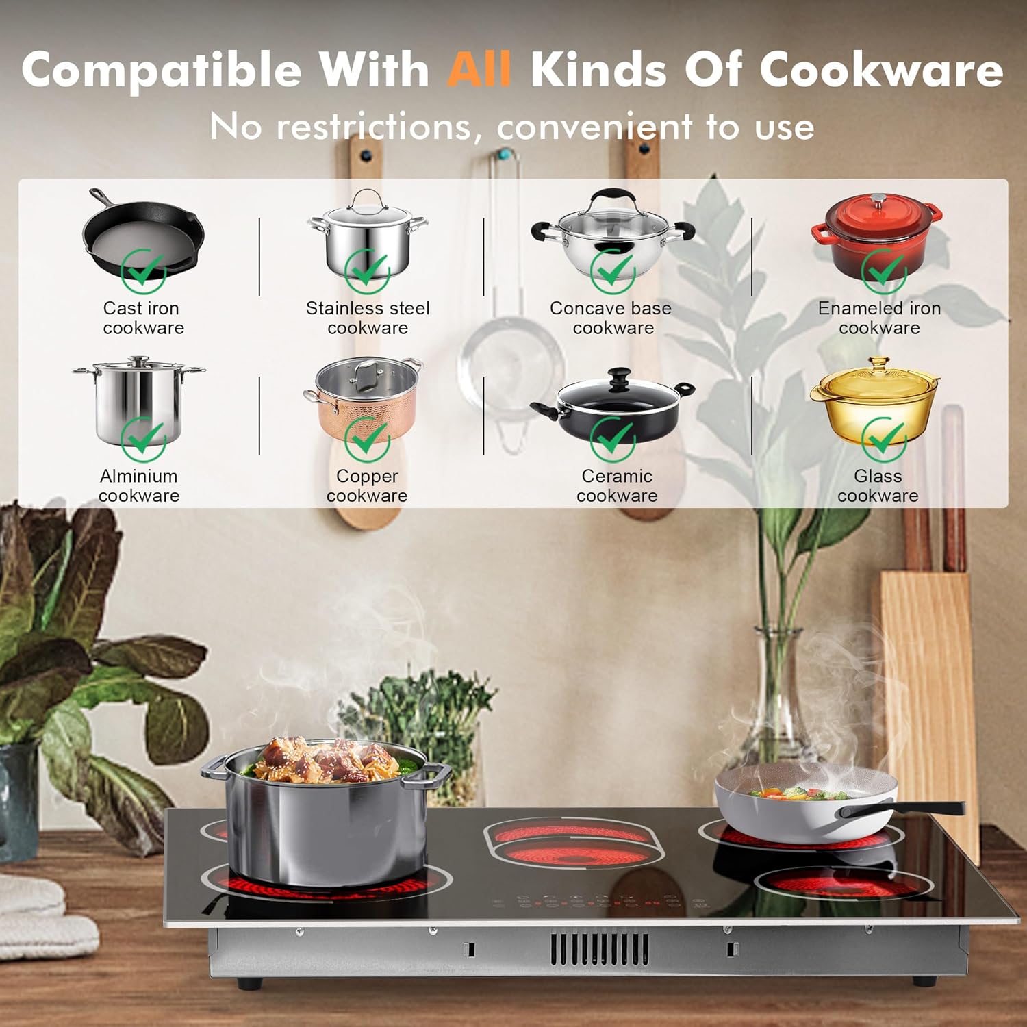 4 Burner Electric Cooktop and Jessier Electric Cooktop 30 Inch