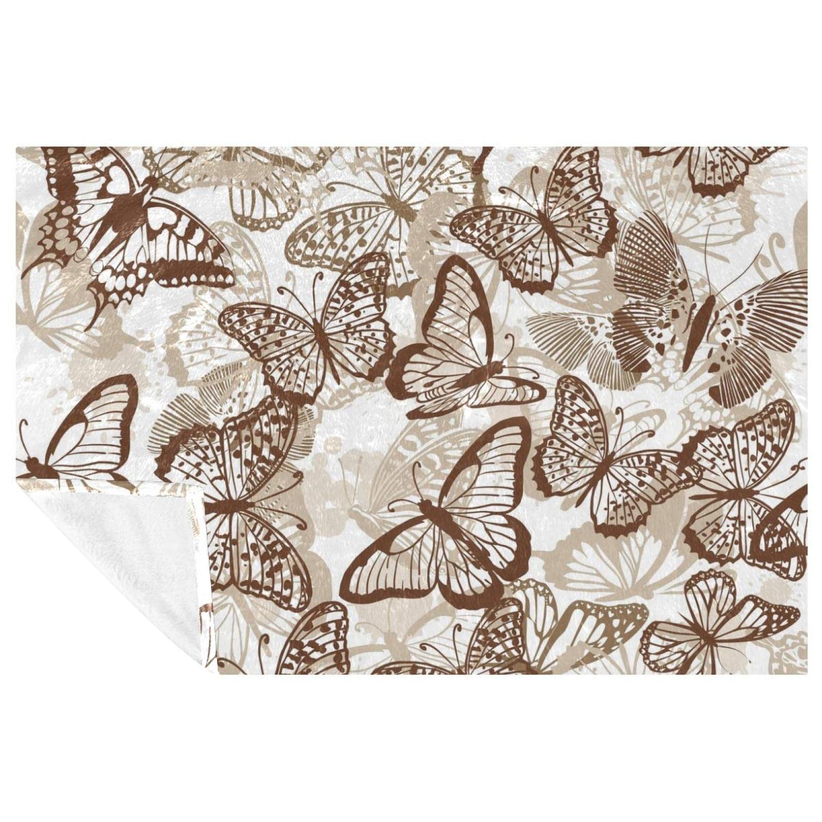 Couverture chaude haut de gamme sans couture à motif papillons pour intérieur raffiné