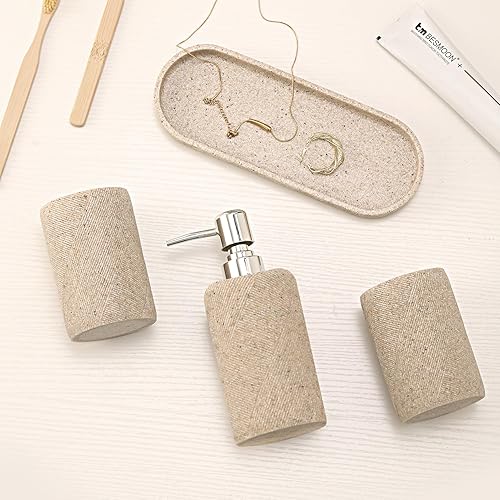 Miniatura 7 de Juego de accesorios de baño, 5 piezas de accesorios de baño modernos con bandeja, taza para enjuague bucal y soporte para pasta de dientes y soporte