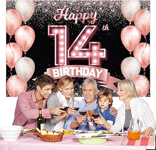 Vista 168 de Happy 21st Birthday Rose Gold Banner Backdrop Cheers to 21 Years Old Confetti Balloons Theme Decor Decorations for Women 21 Years Old Pink Birthday