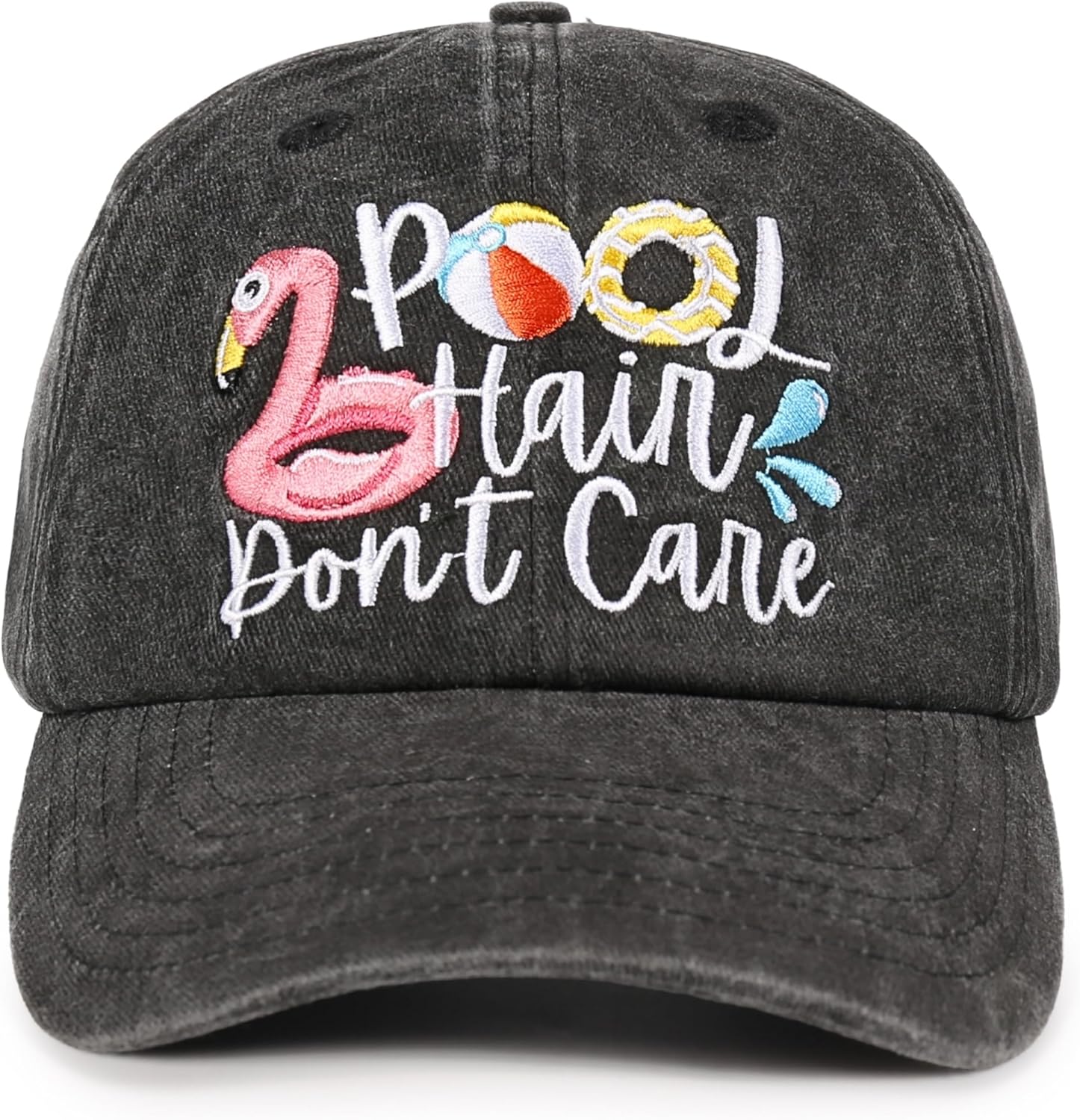 InnoBeta Pool Hair Don't Care Hat, Funny Adjustable Embroidered Pool Decor Baseball Cap for Women Men