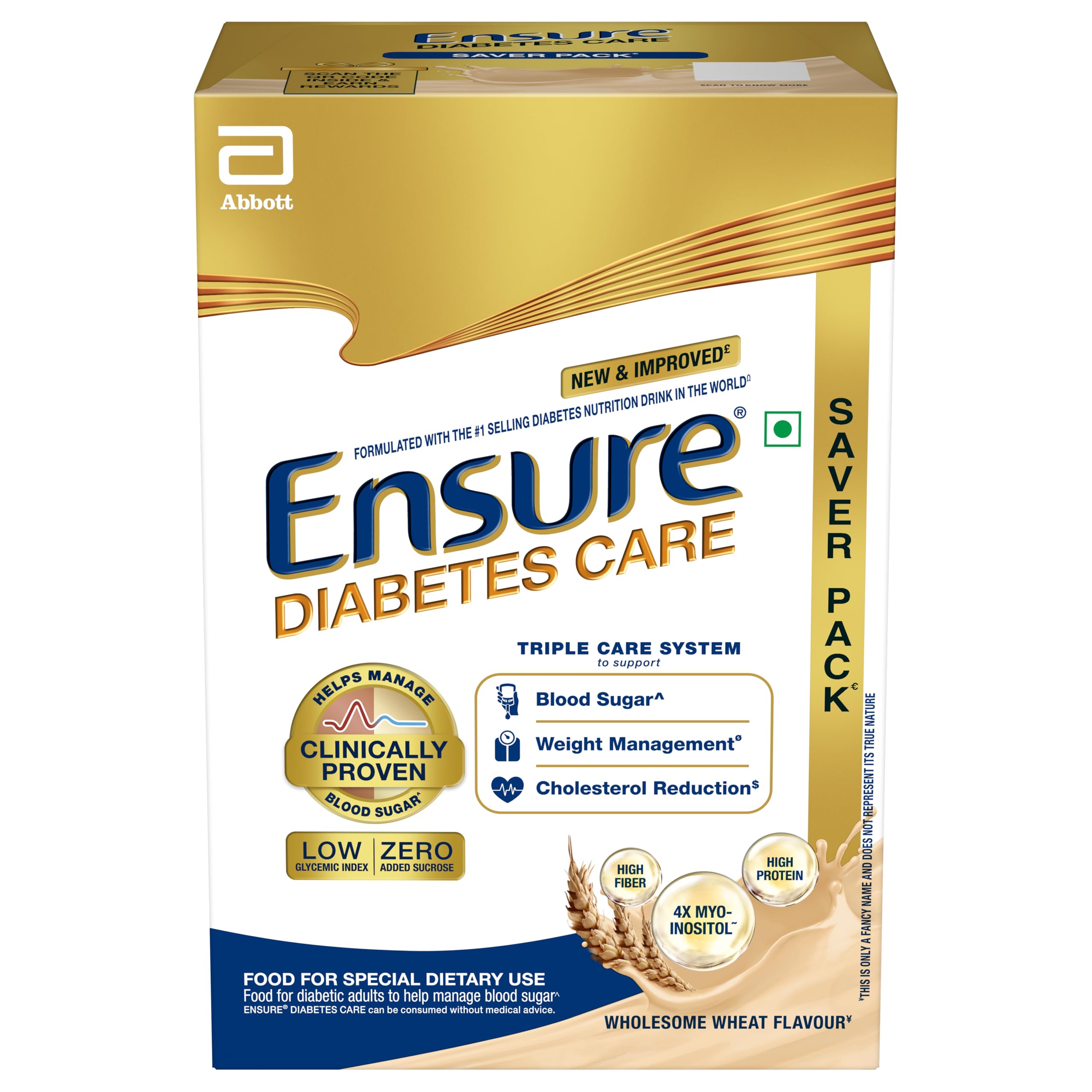 Ensure Diabetes Care- High Protein, High Fibre & 4X Myo-Inositol | Support Blood Sugar, Weight Management, Cholestrol Reduction, 950gm (Wheat Flavour) | Zero Added Sucrose-picture-17