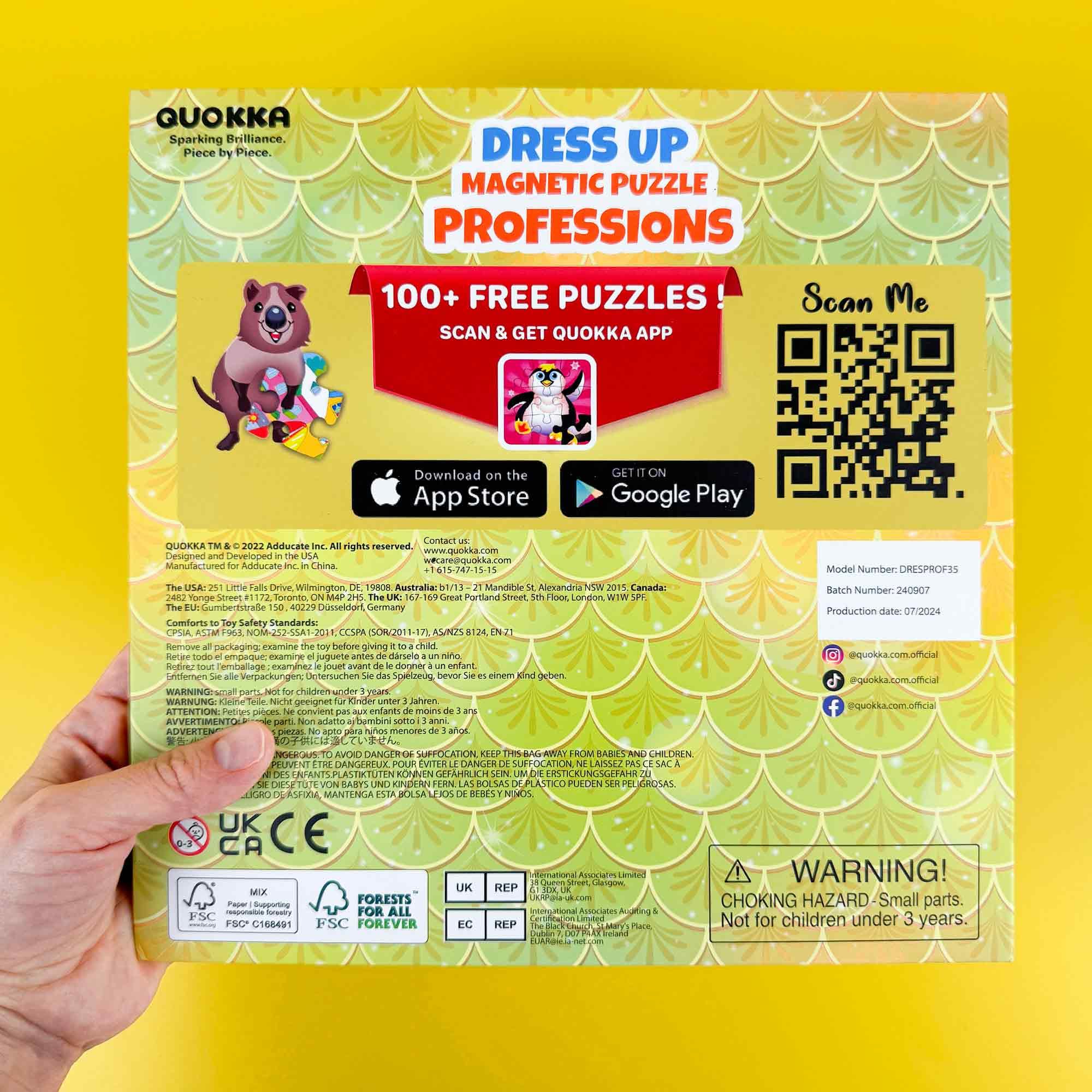 QUOKKA Vestir Muñecas Magnetico para Niños 2 3 Años – Juegos de Viaje Niñas 3 4 Años – 35 Piezas Puzzle Magnético para Avión y Coche – Muñecas Recortables Profesiones – Regalos para Niñas de 2 a 5