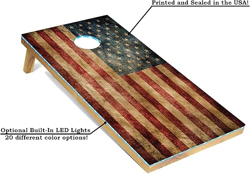 Miniatura 2 de Tailgating Pros Rustic American Flag Cornhole Boards wBean Bags - 4'x2' Distressed Flag Cornhole Game wCarrying Case & Corn Hole Bags