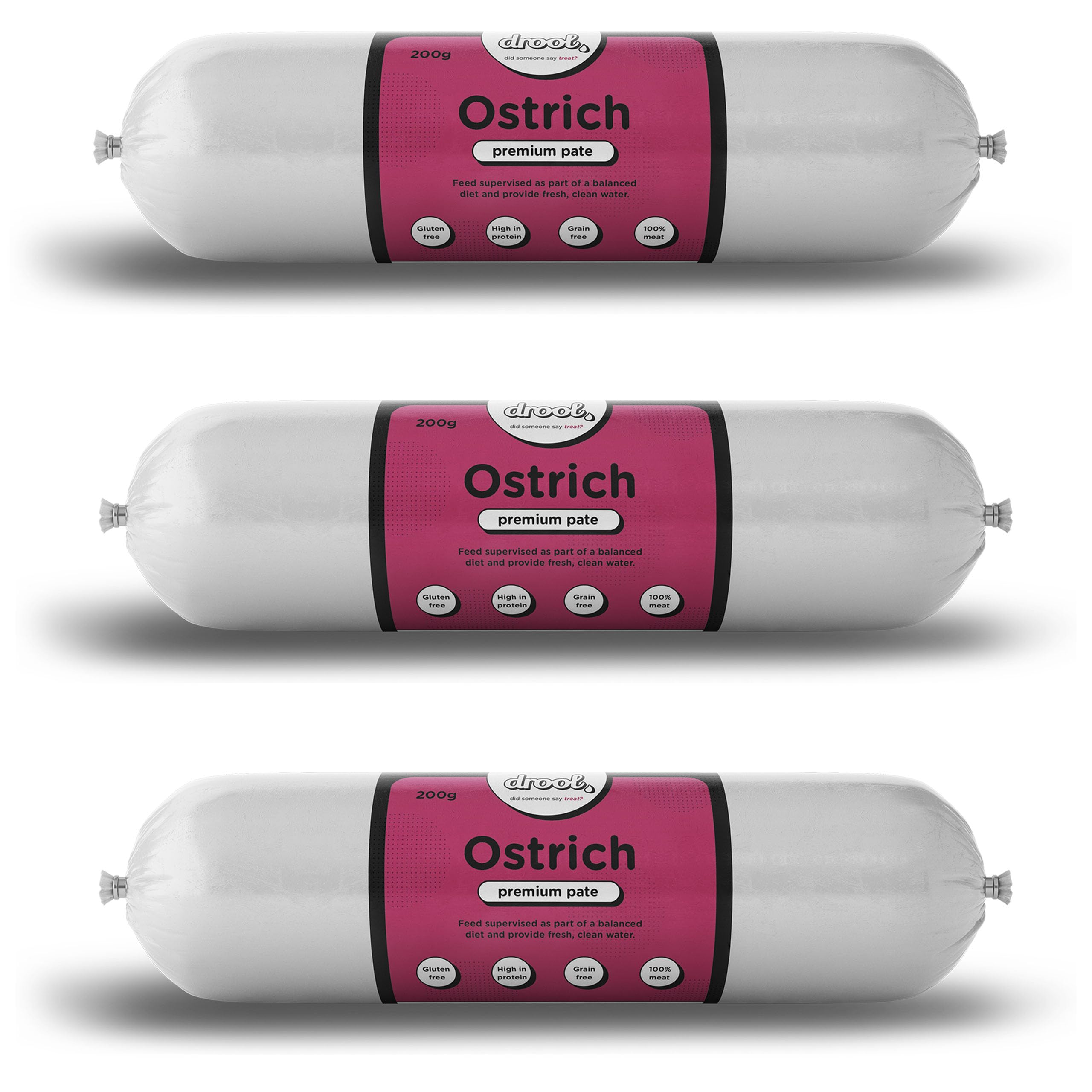 Drool Pate Ostrich 3 x 200g — image 1