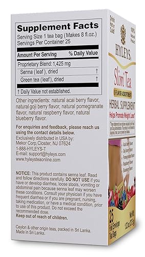 Miniatura 2 de Hyleys Slim Tea Surtido de 5 sabores - Suplemento de hierbas para la pérdida de peso, limpieza y desintoxicación - 1.32 onzas (paquete de 12)