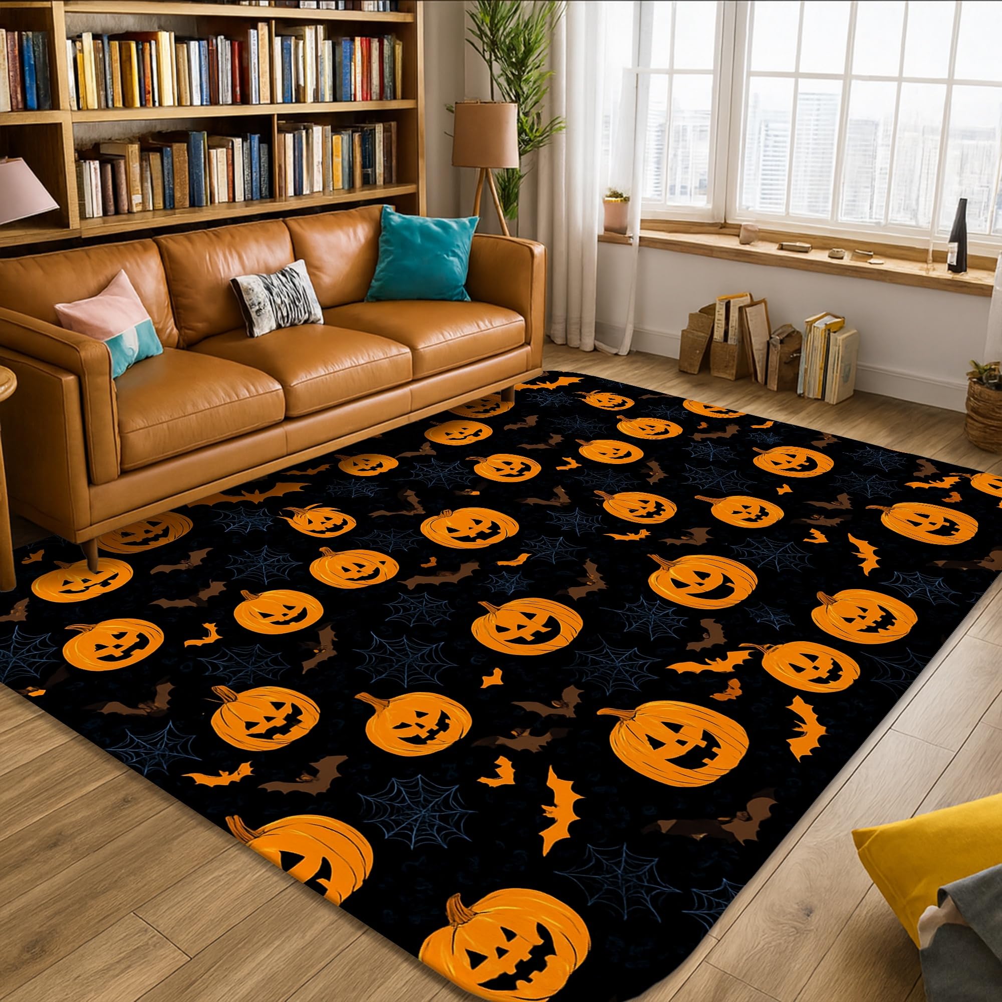 Tapis d'Halloween rectangulaire en mousse douce et grand tapis de salon 1,5x2,1m