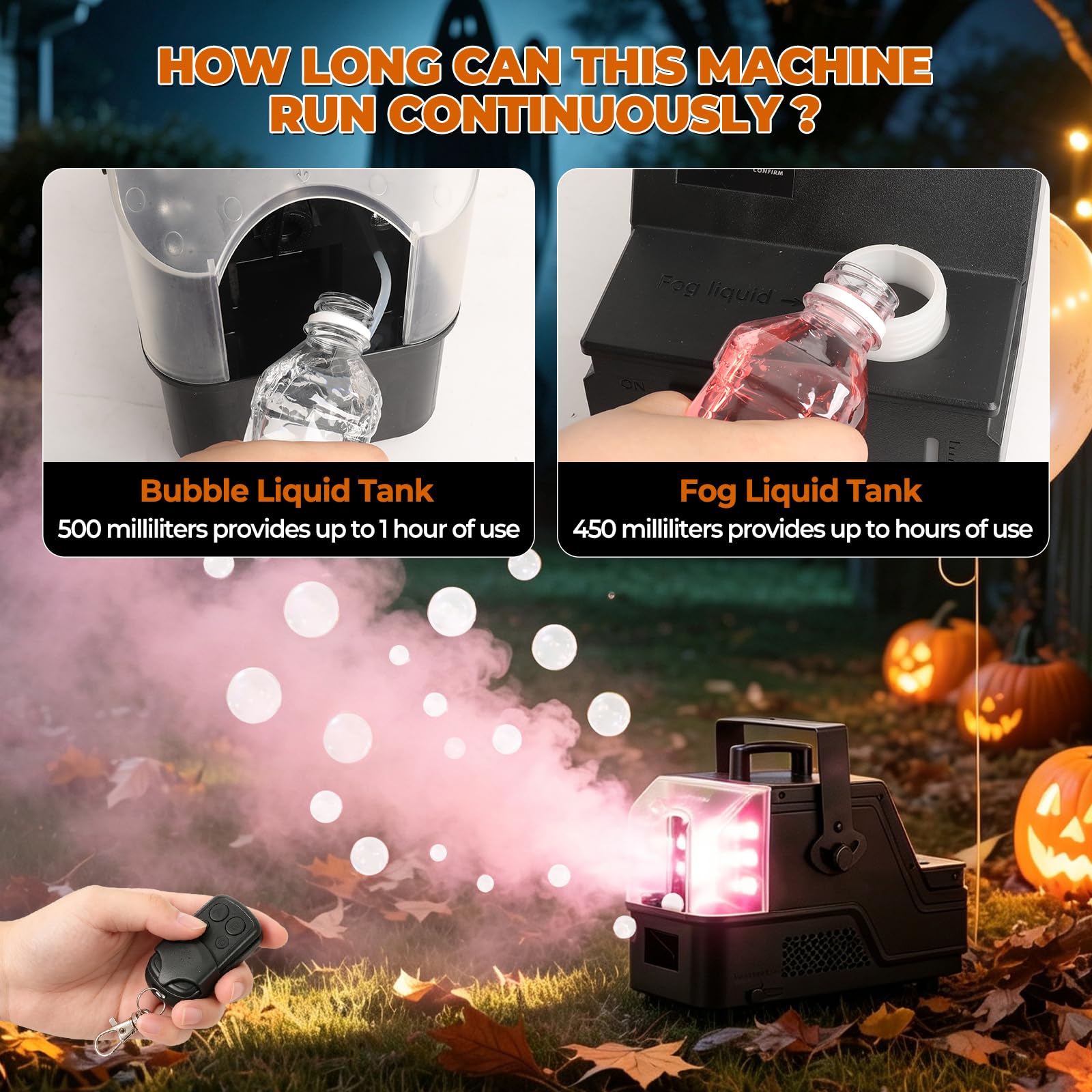 Nebelblasenmaschine Rauchmaschine 400W für Halloween Weihnachten Partys | Nebelmaschine RGB Bühnenbeleuchtung, 3 Modi und Fernbedienung für Bars Hochzeiten Außenbereich