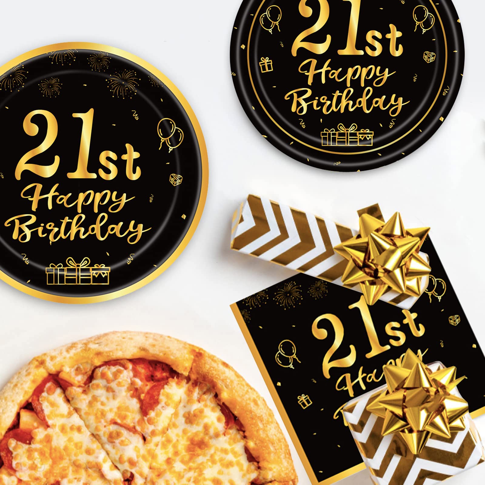 Verjaardag feest bekertjes/bordjes en servetten happy birthday - 30x - goud | Fun en Feest