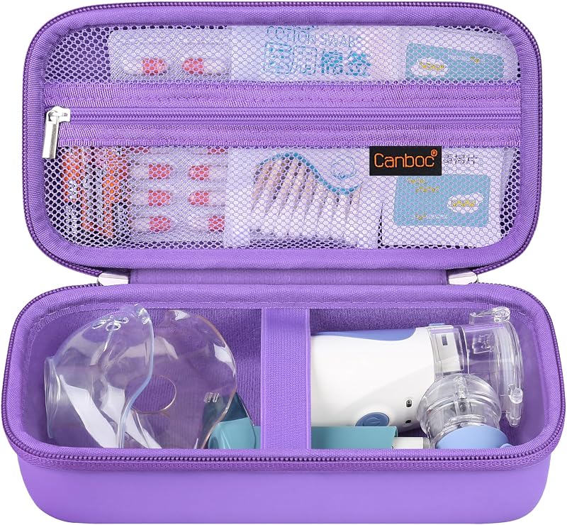 Canboc Carrying Case for Portable Nebulizer for Adults and Kids, Purple | Asthma Inhaler Bag, Mesh Pocket fit Packets of Medication or Other Essentials, Case Only