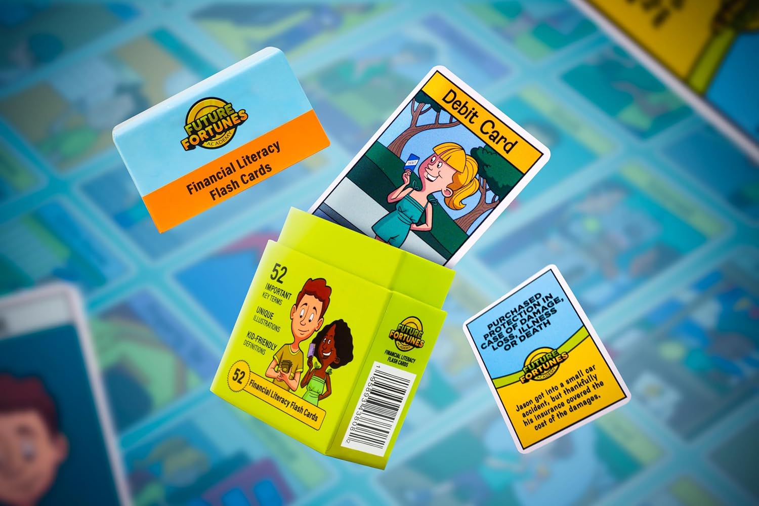 3-in-1 Financial Literacy Flash Cards, Workbook & Game Bundle - Money Learning Activity for Saving, Budgeting, Investing, Entreprenuership & More - Educational Tool for Classroom, Homeschool & More