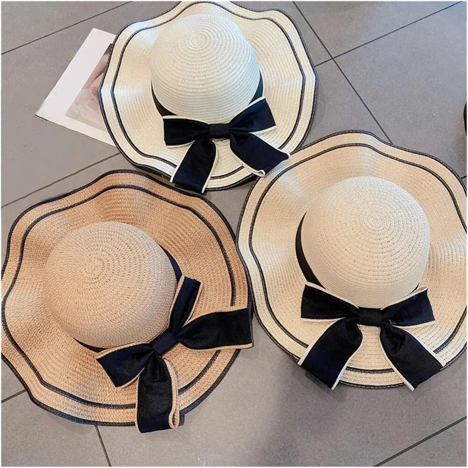 Ladies' Sun Hat Beach Shade Straw, For Travel, Multifunctional