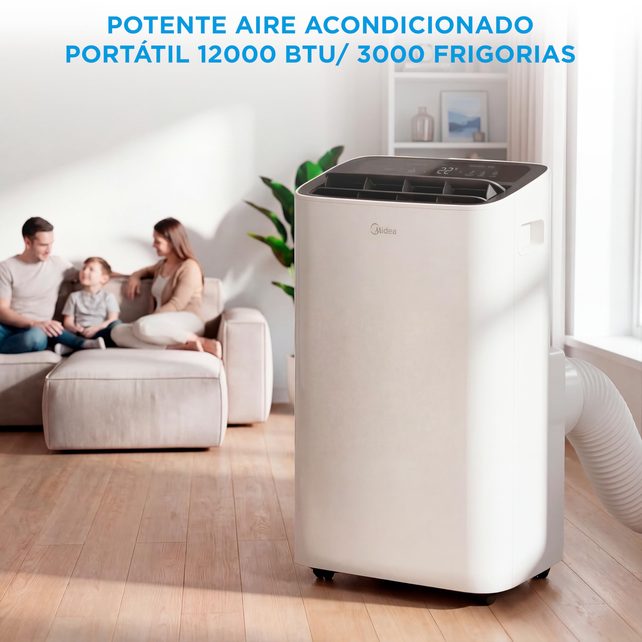 MIDEA Pingüino Aire Acondicionado Portátil 4 en 1 | 3000 Frigorías/12.000 BTU con Control por App | Climatizador y Deshumidificador hasta 35m2 - Modo Sleep, Mando a Distancia | Incluye kit de ventana
