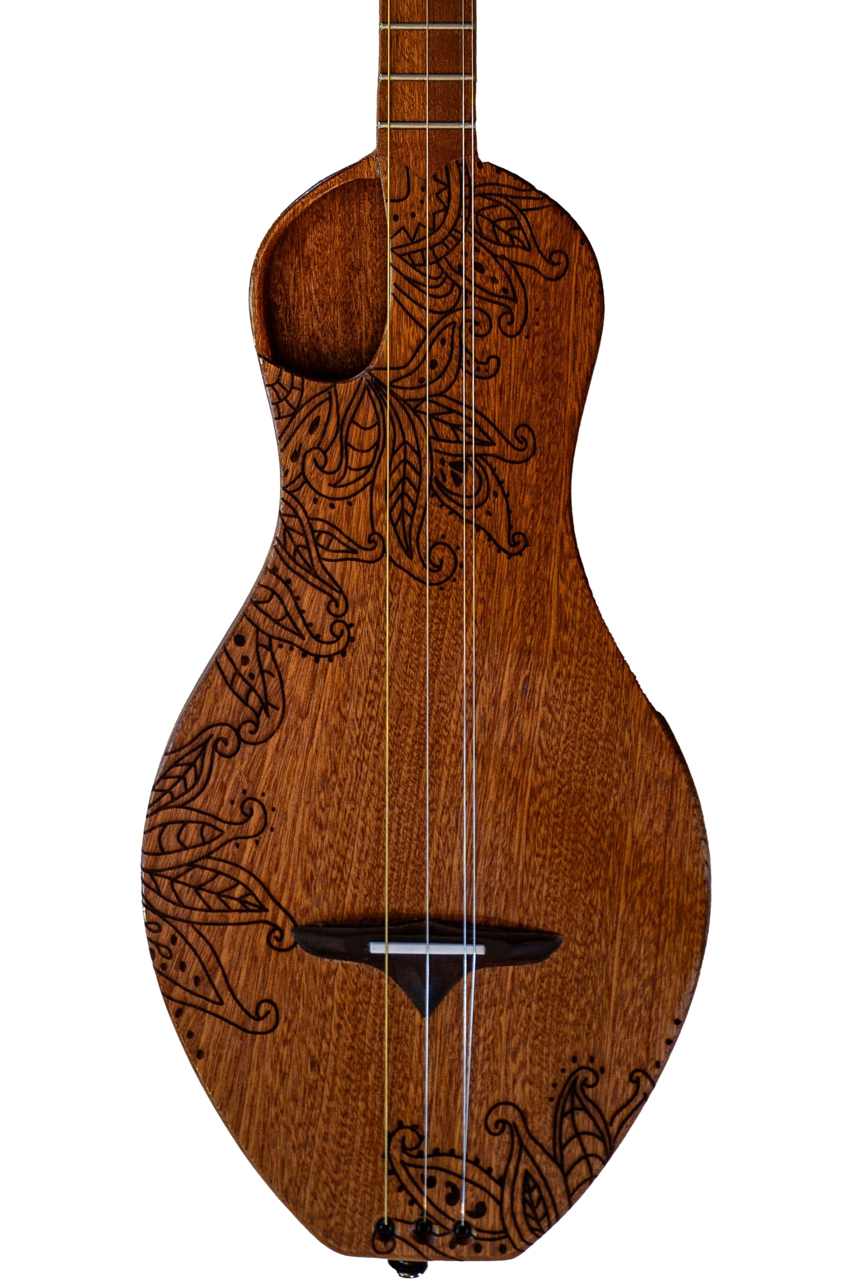 Boondocker Dulcimer Guitar Sapele Mahogany with Henna Pattern Bundle with Gig Bag and Strap - Image 2