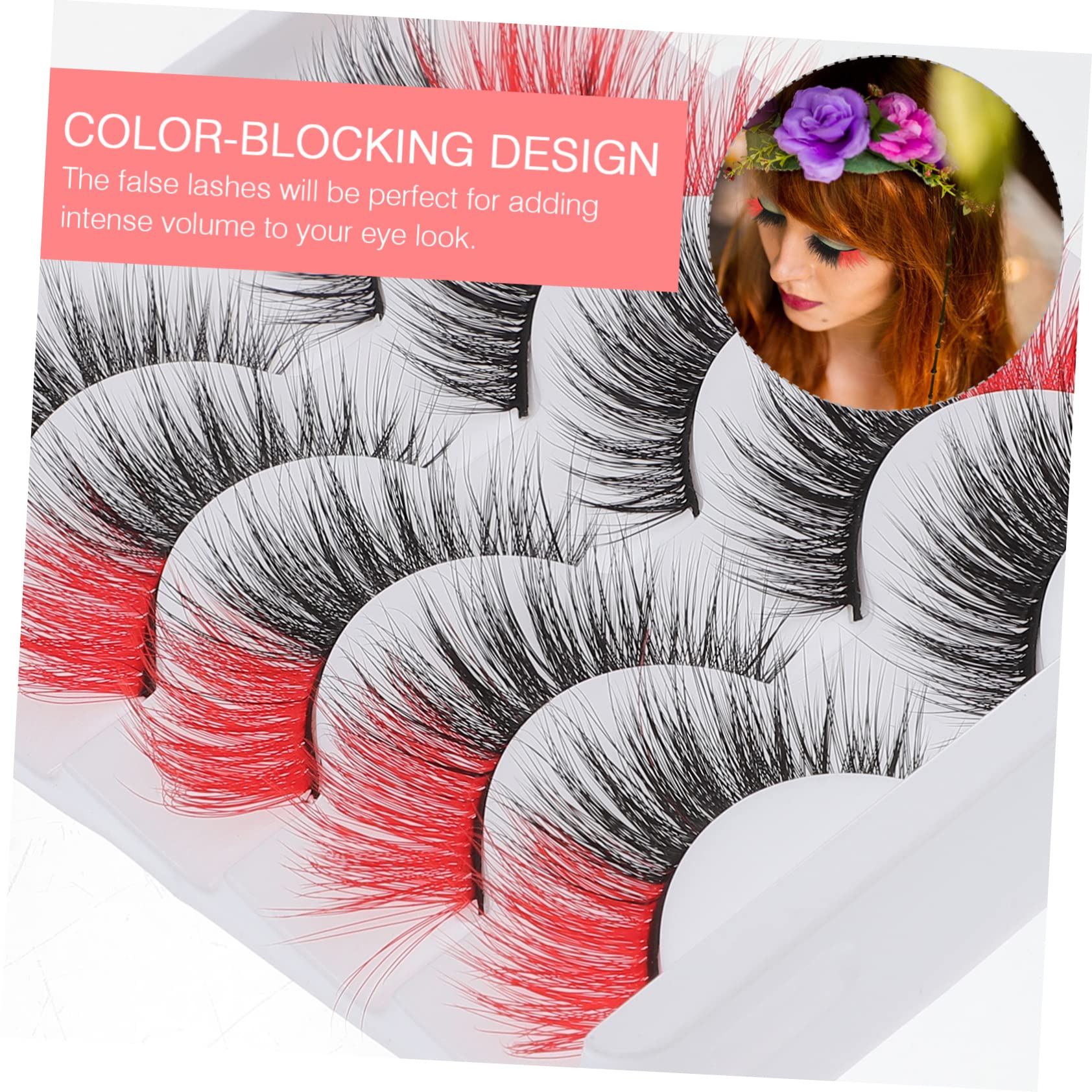 DOITOOL 25 Paia ciglia finte colorate ciglia con colore striscia di ciglia ciondoli per lacci delle scarpe estensione delle ciglia tridimensionale estendere Imitazione rosso