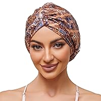 Vista 1 de Gorro de satén de seda ajustable para envolver el cabello para dormir, gorro de dormir de doble capa, turbante nocturno para cabello largo y rizado