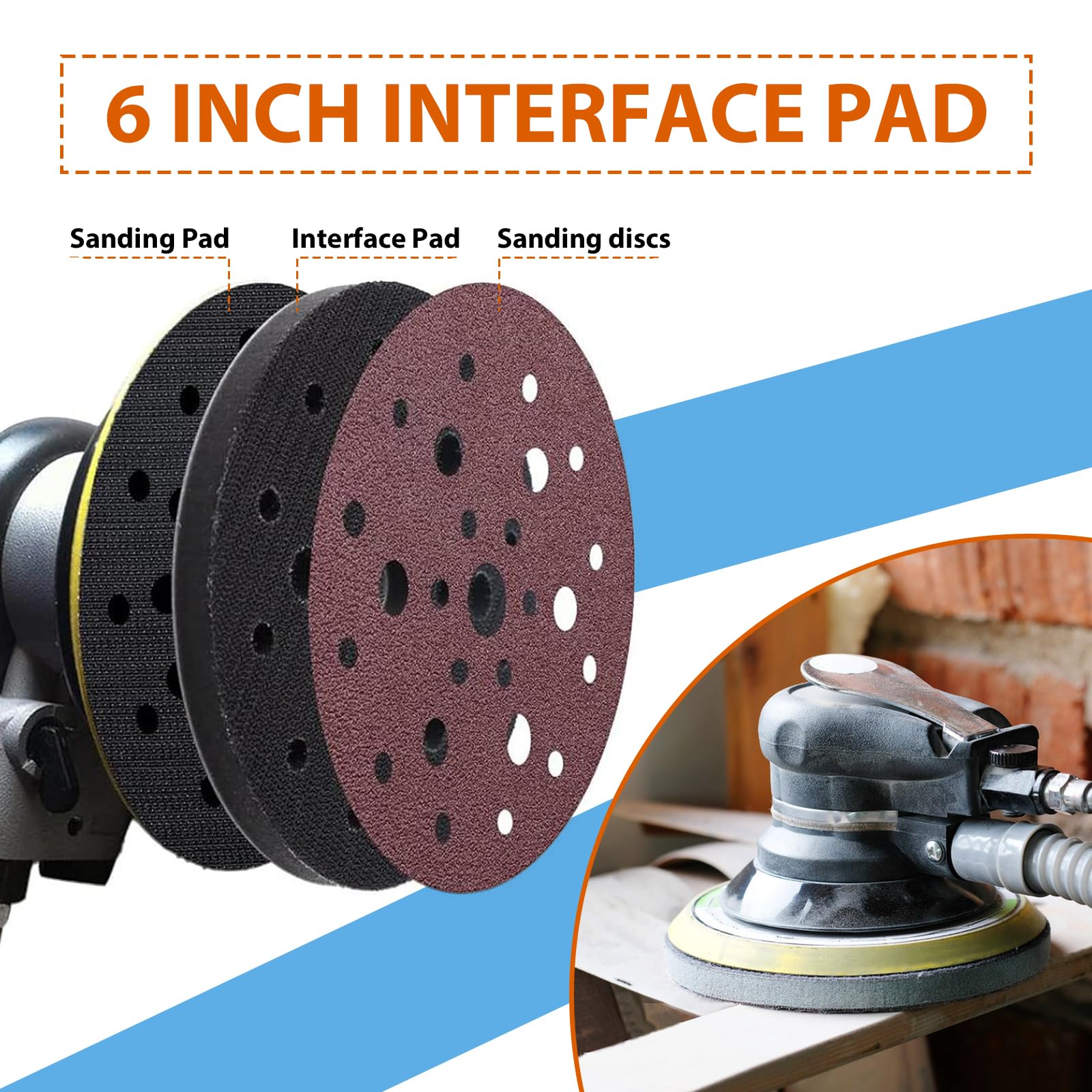 5 Pack Interface Pads, 6 Inch 25 Holes Hook And Loop Soft - View #11