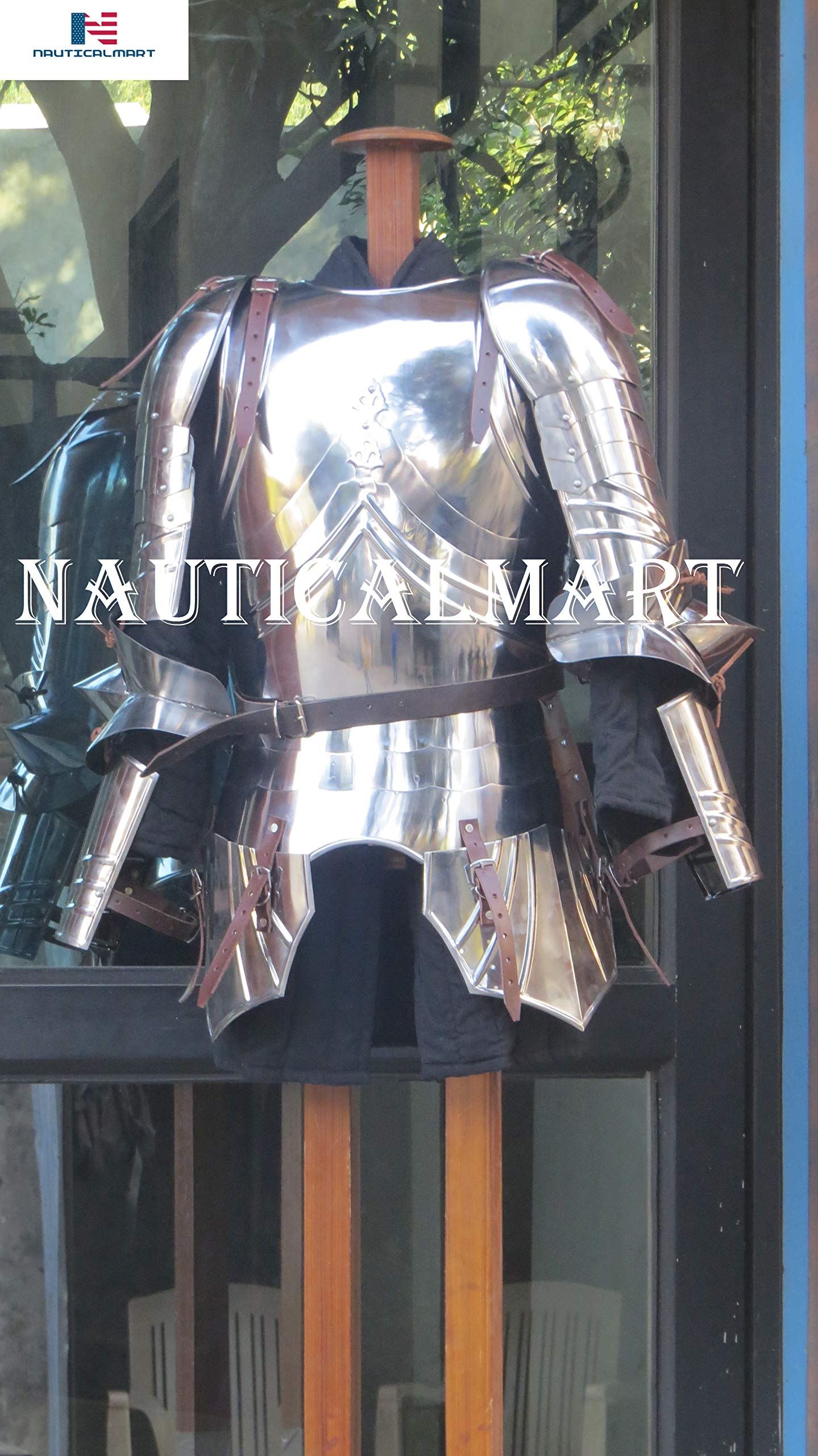 Gothic Half Suit of Armor Knight Medieval Half Suit Fully Wearable Halloween Costume Silver