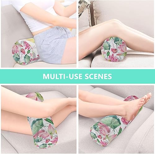 Miniatura 7 de Pink Lotus Flowers - Almohada cervical para el cuello, almohada de espuma viscoelástica, almohada redonda cilíndrica, almohadas cervicales para