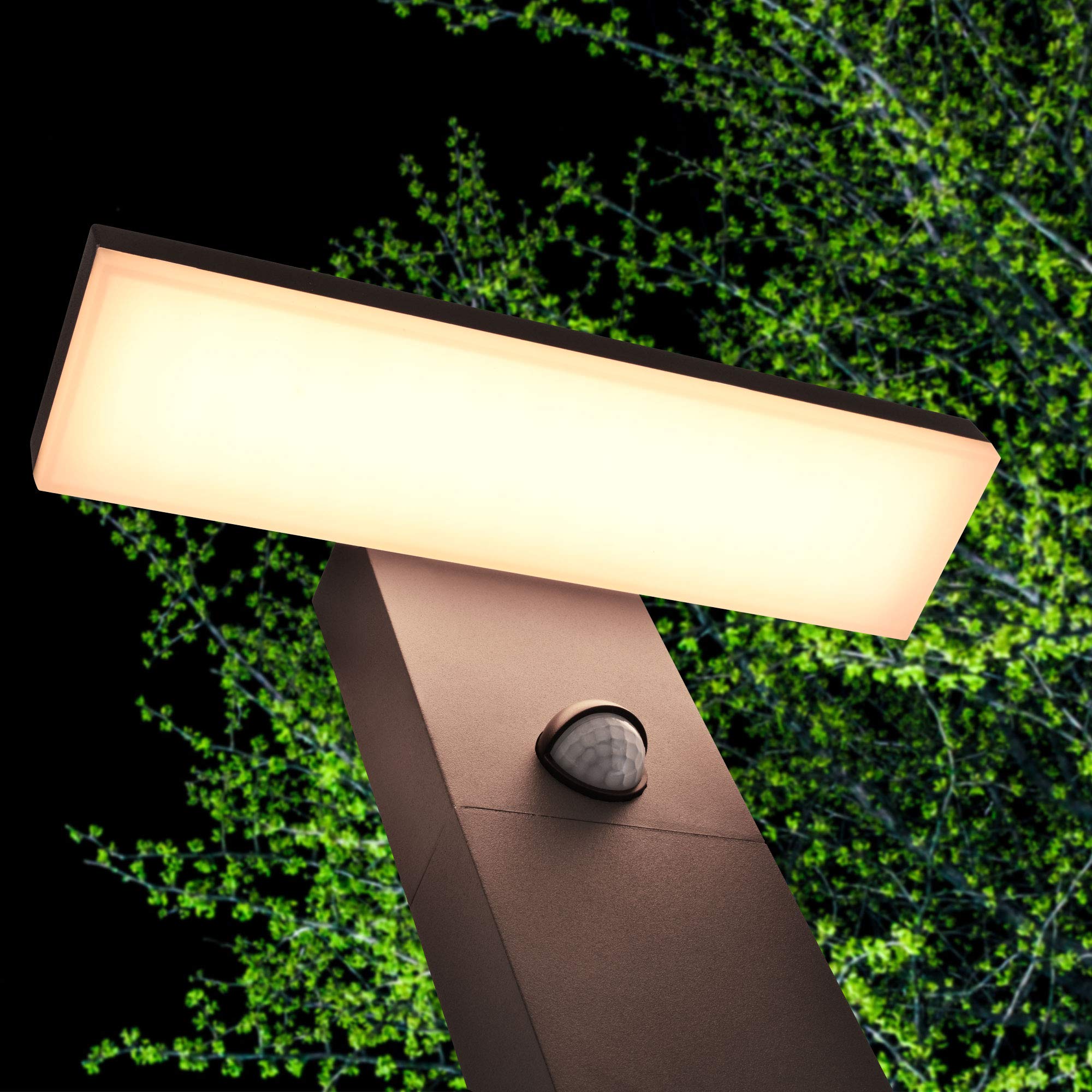 max K O M F O R T LED Standleuchte mit Bewegungsmelder Pollerleuchte Wegeleuchte 10W - 78cm hoch - warmweiß - Anthrazit 17504-800 (Pollerleuchte schwarz mit Bewegungsmelder)