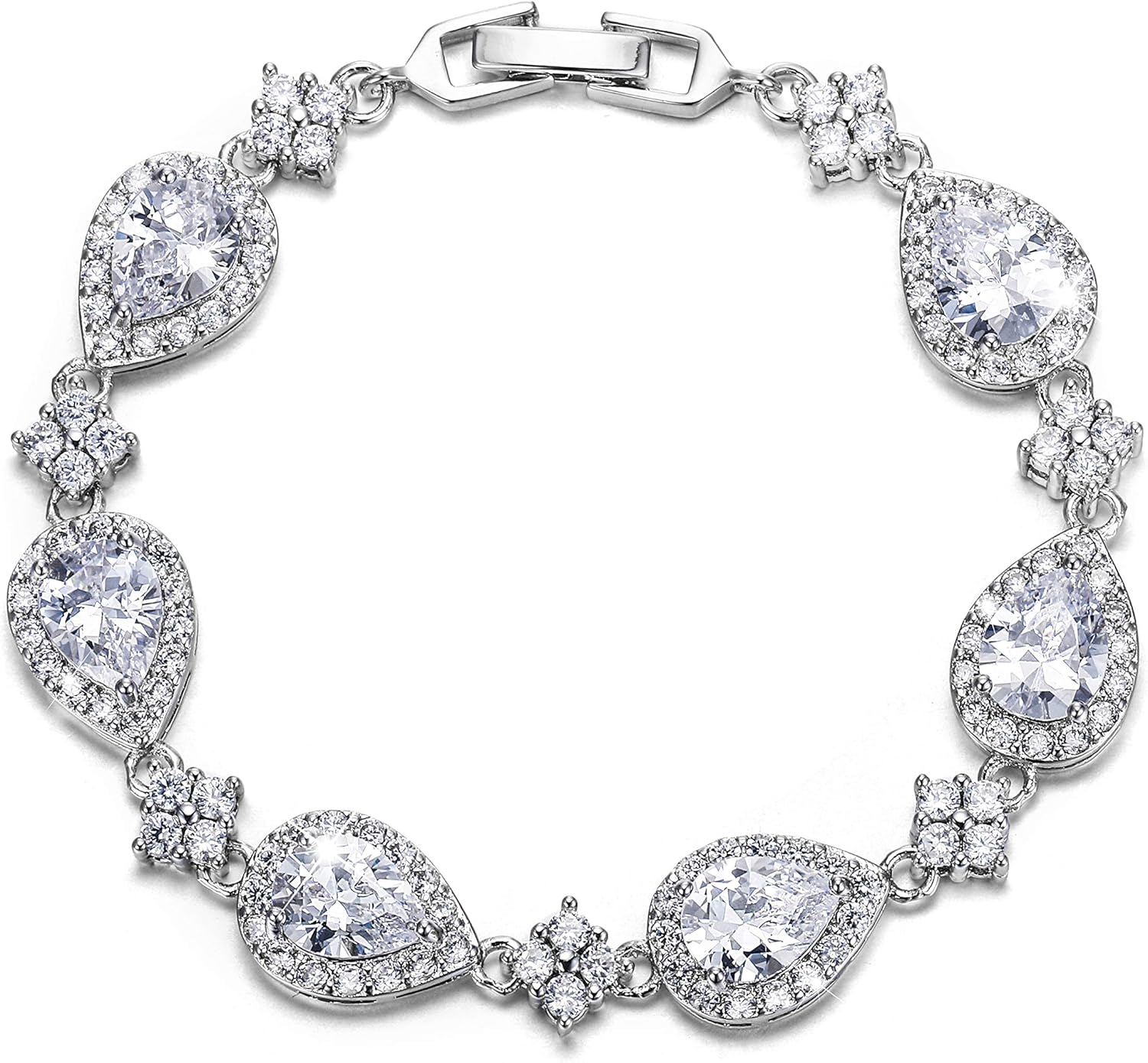 EVER FAITH Wedding Bridal Bracelets for Brides Bridesmaids, Gorgeous Cubic Zirconia Classic Teardrop Tennis Braceletss for Women Jewelry - Image 5