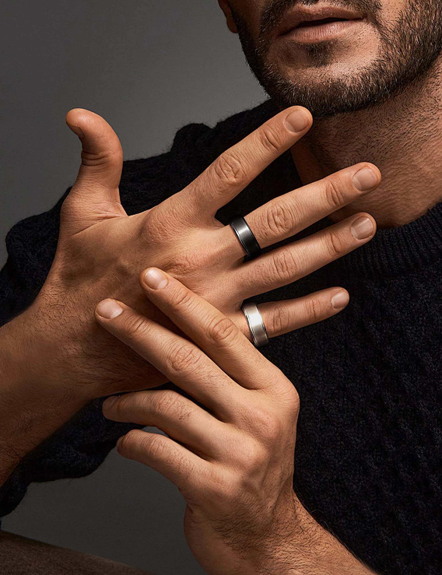 Jstyle Tungsten Wedding Rings for Men Women 8MM Mens Wedding Band Black/Silver/Gold Mens Rings, Matte Surface Polished Edge Engagement Promise Men Ring Jewelry Comfort Fit 6-14